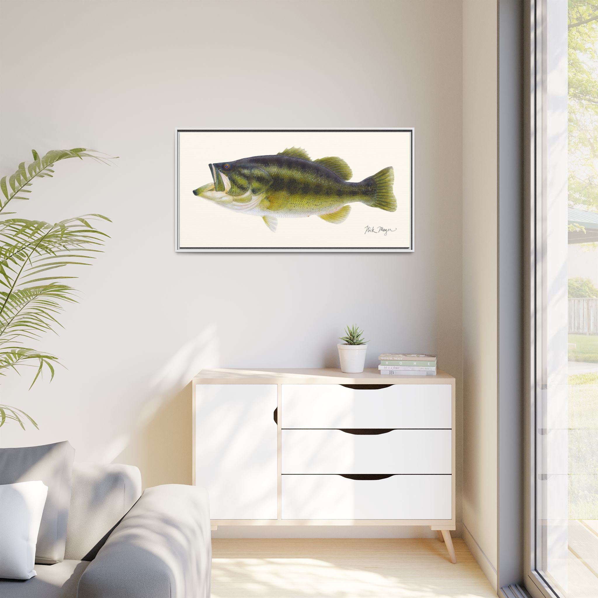 Largemouth Bass I Framed Canvas Print Printify
