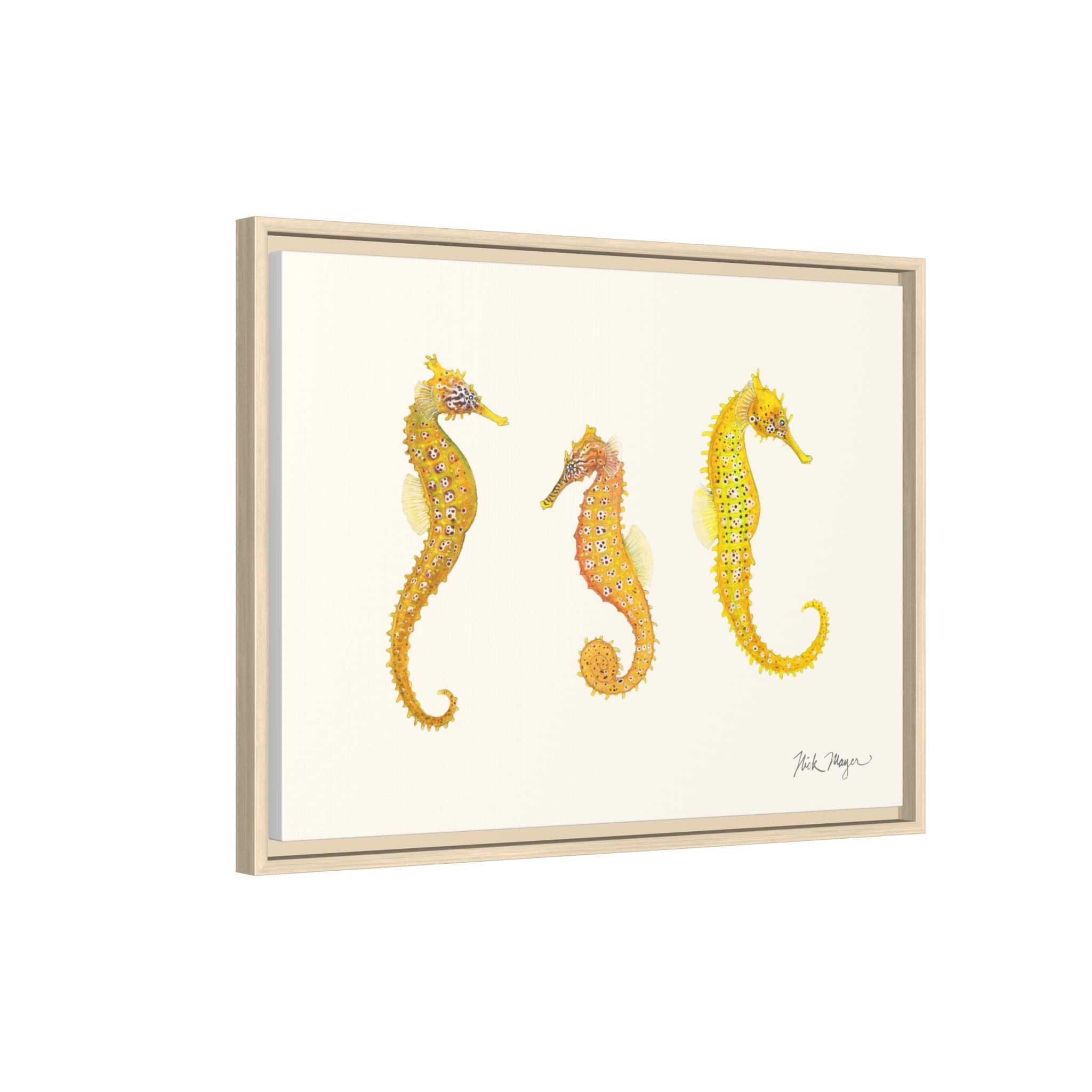 Giant Seahorse Trio Framed Canvas Print Printify
