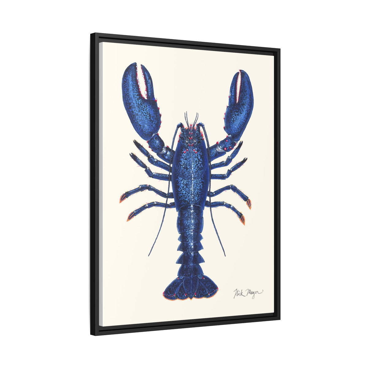 Blue Lobster II Framed Canvas Print Printify