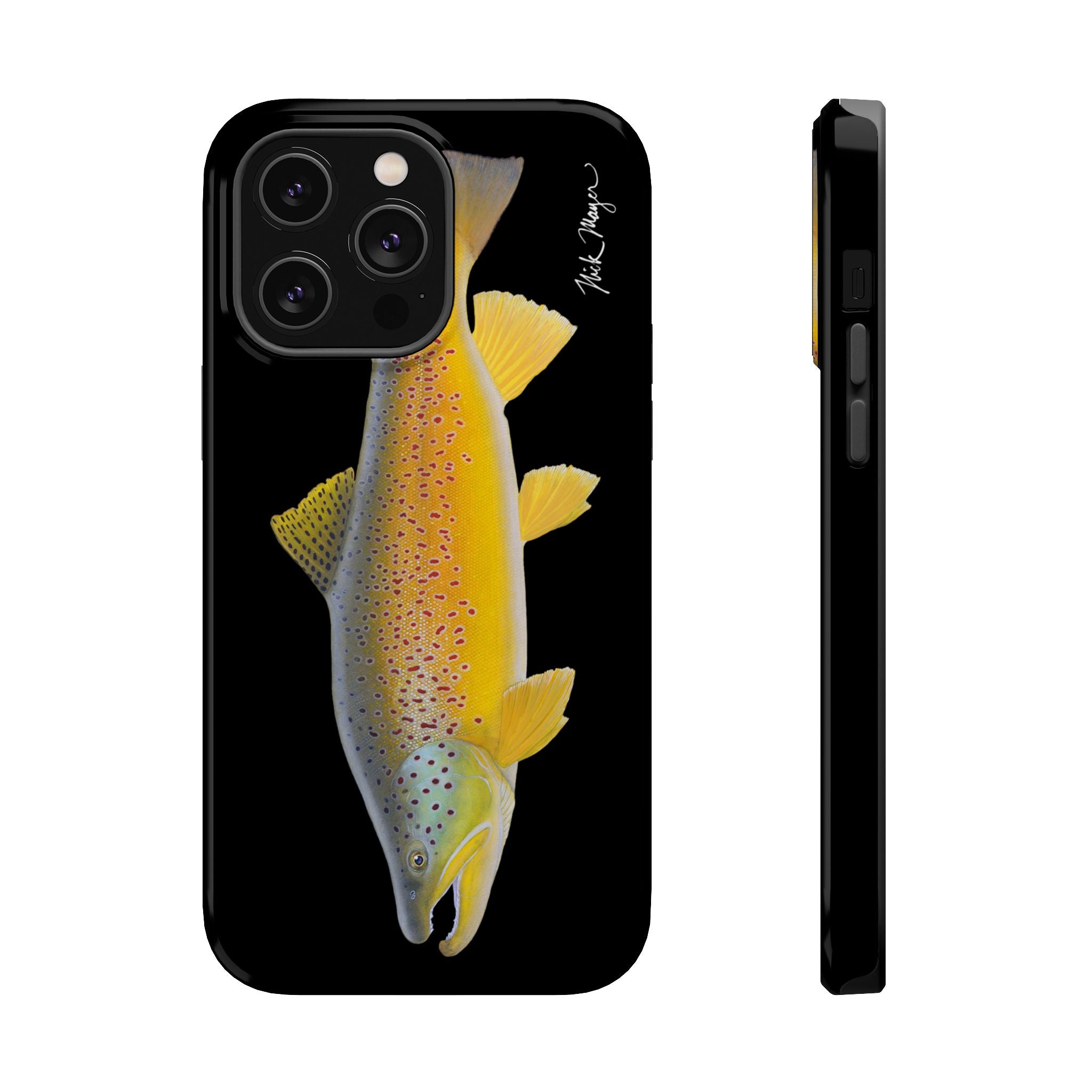Brown Trout 3 Black MagSafe iPhone Case