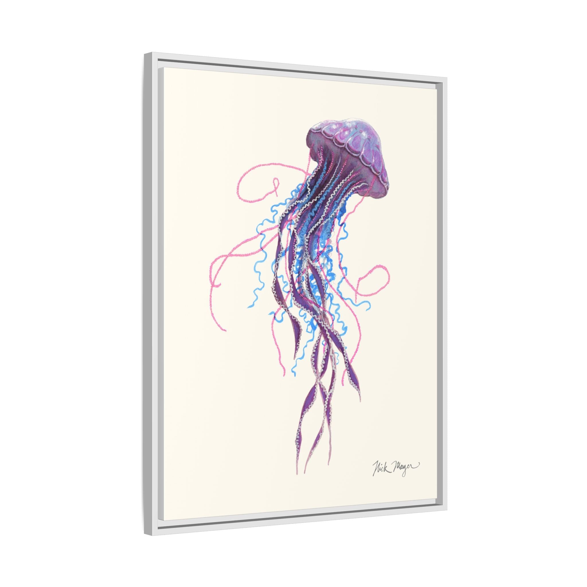 Purple Jellyfish II Framed Canvas Print Printify