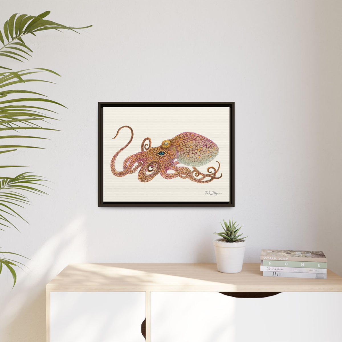 Two Spot Octopus Framed Canvas Print Printify