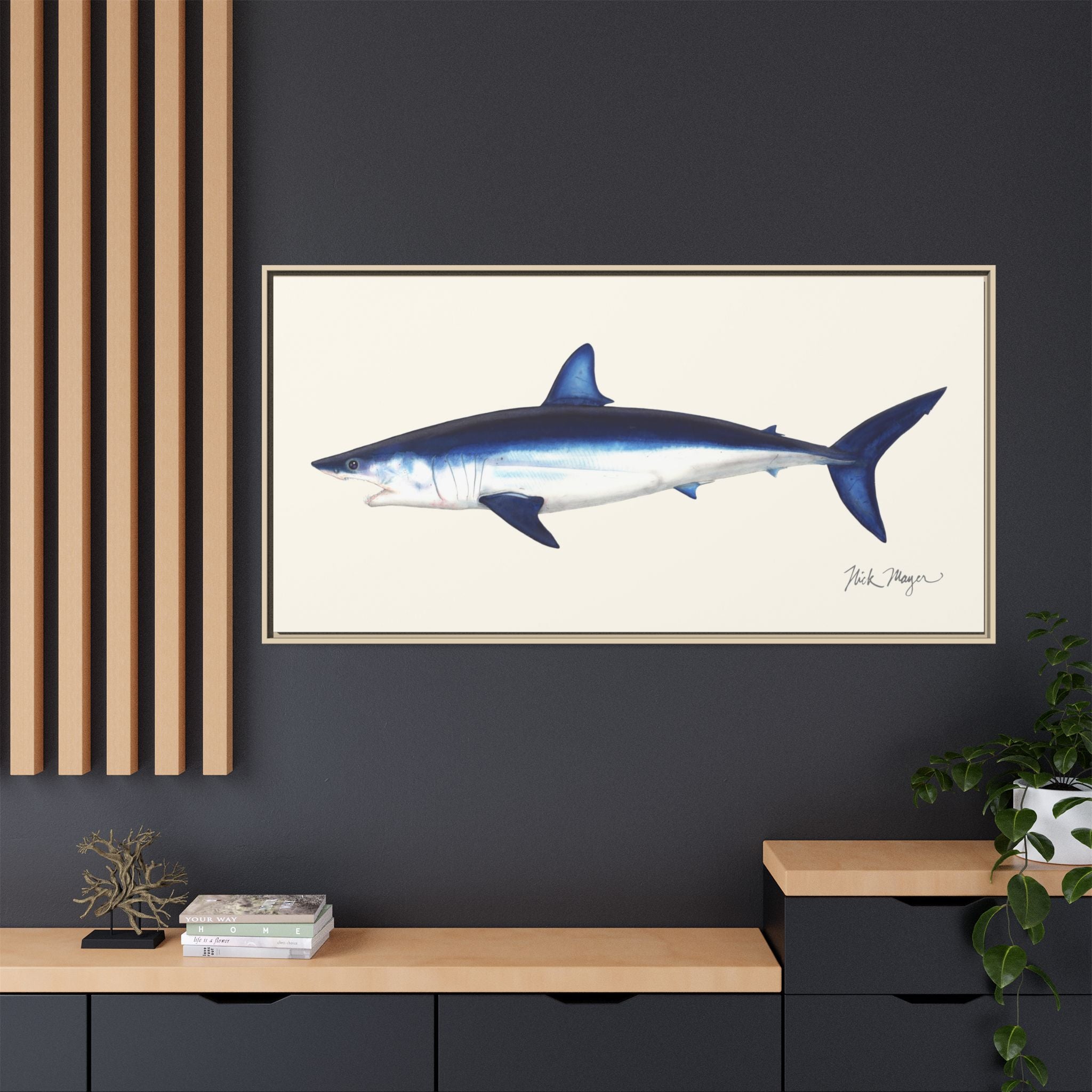 Mako Shark Framed Canvas Print Printify