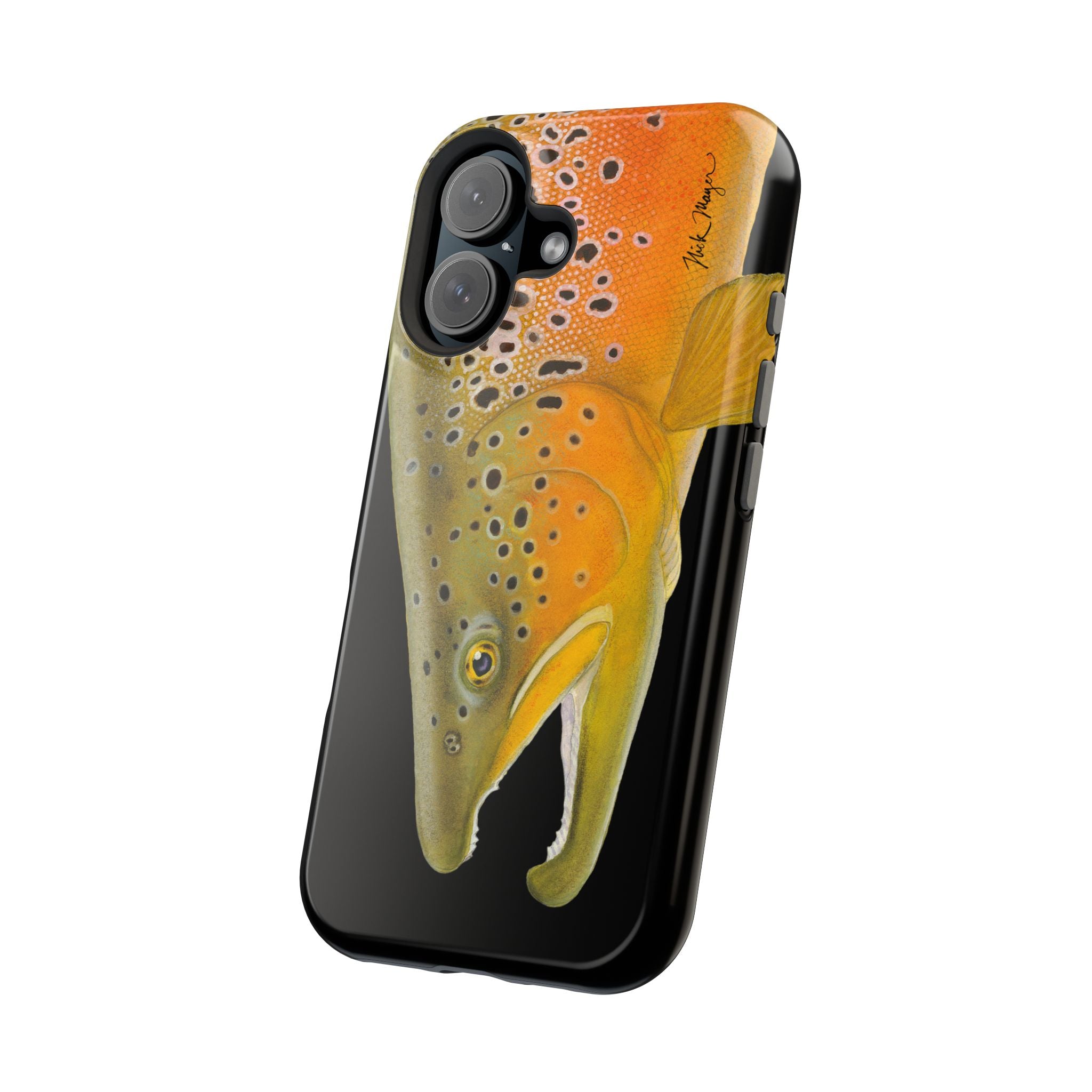Brown Trout 2 Black MagSafe iPhone Case