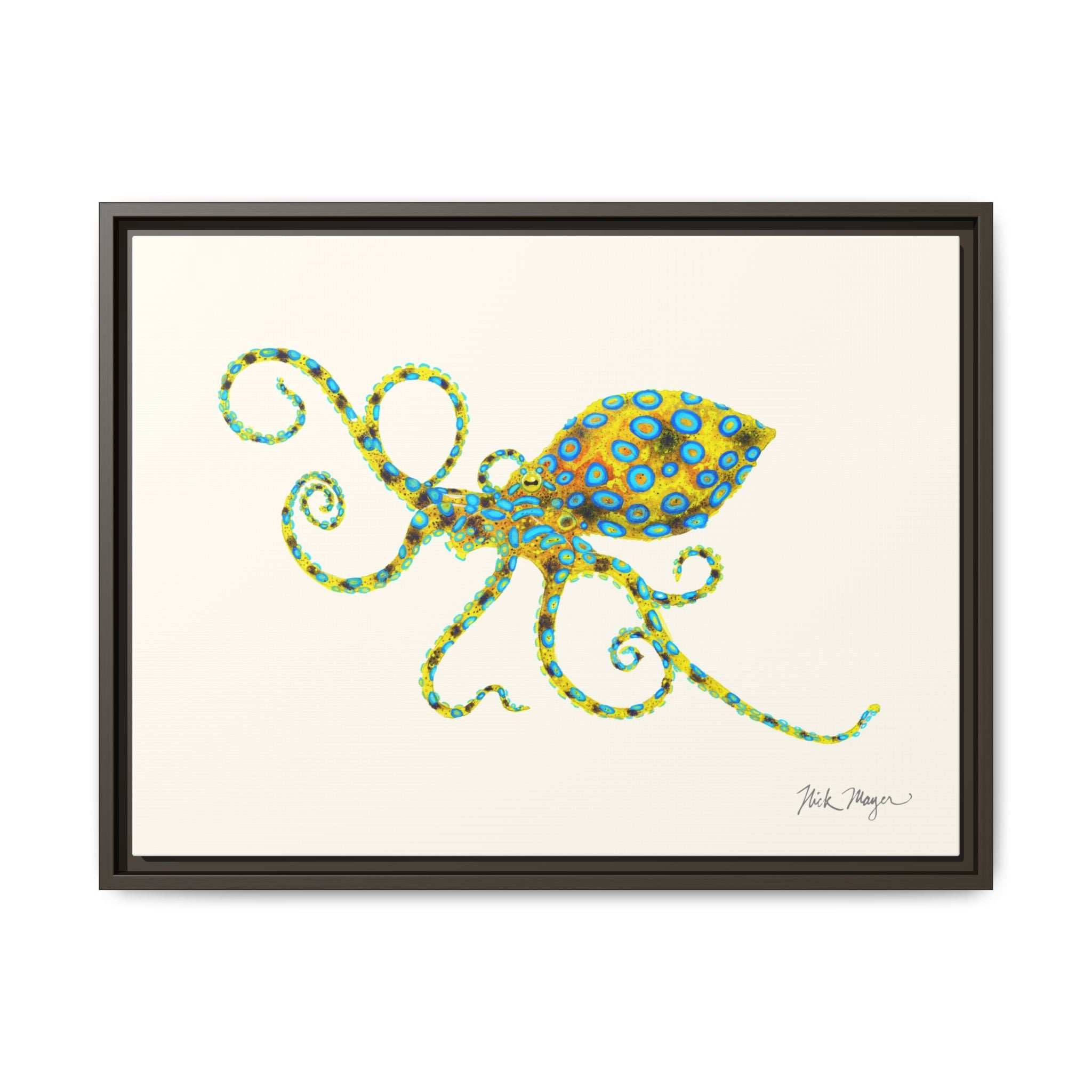 Blue Ringed Octopus Framed Canvas Print Printify