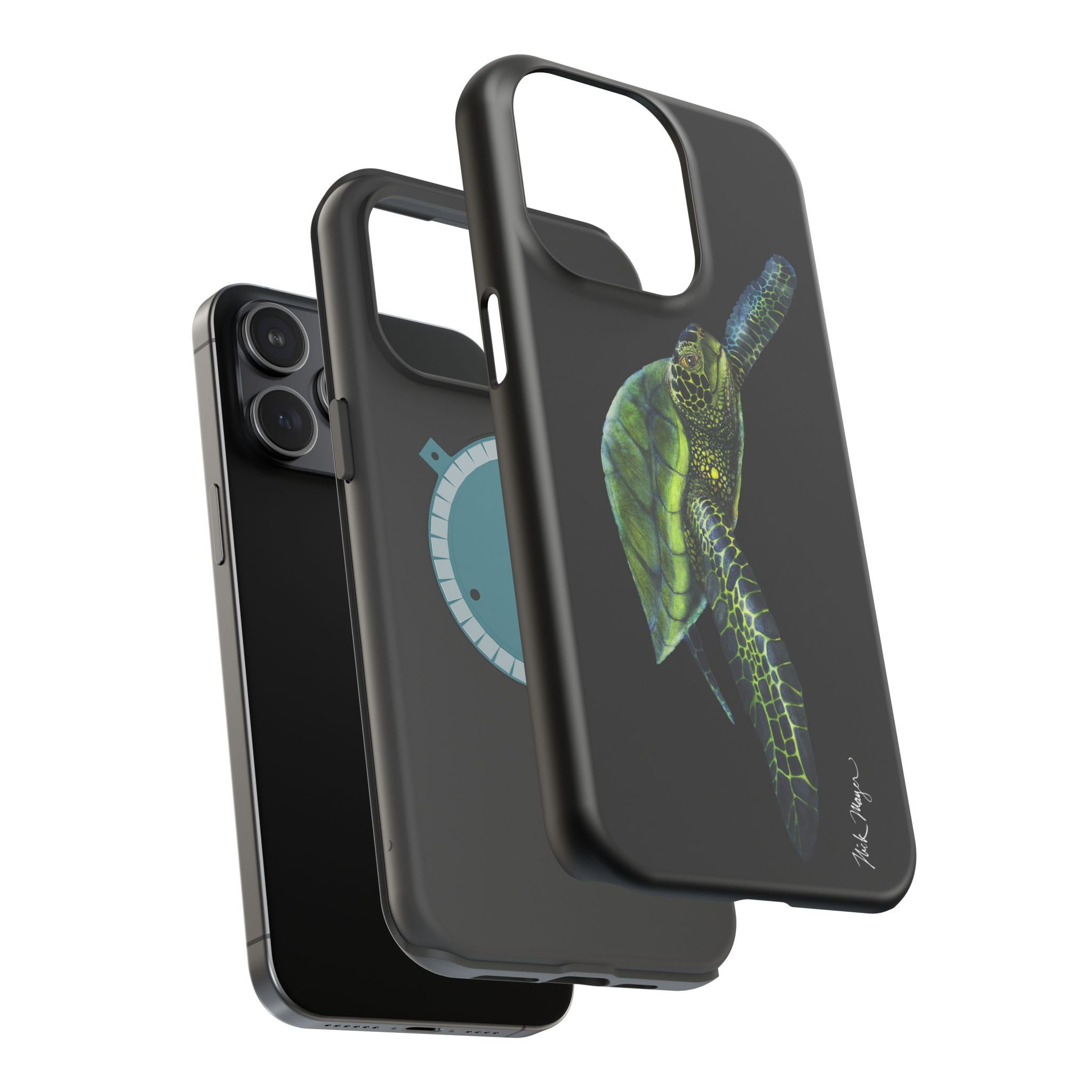 Green Sea Turtle MagSafe Black iPhone Case