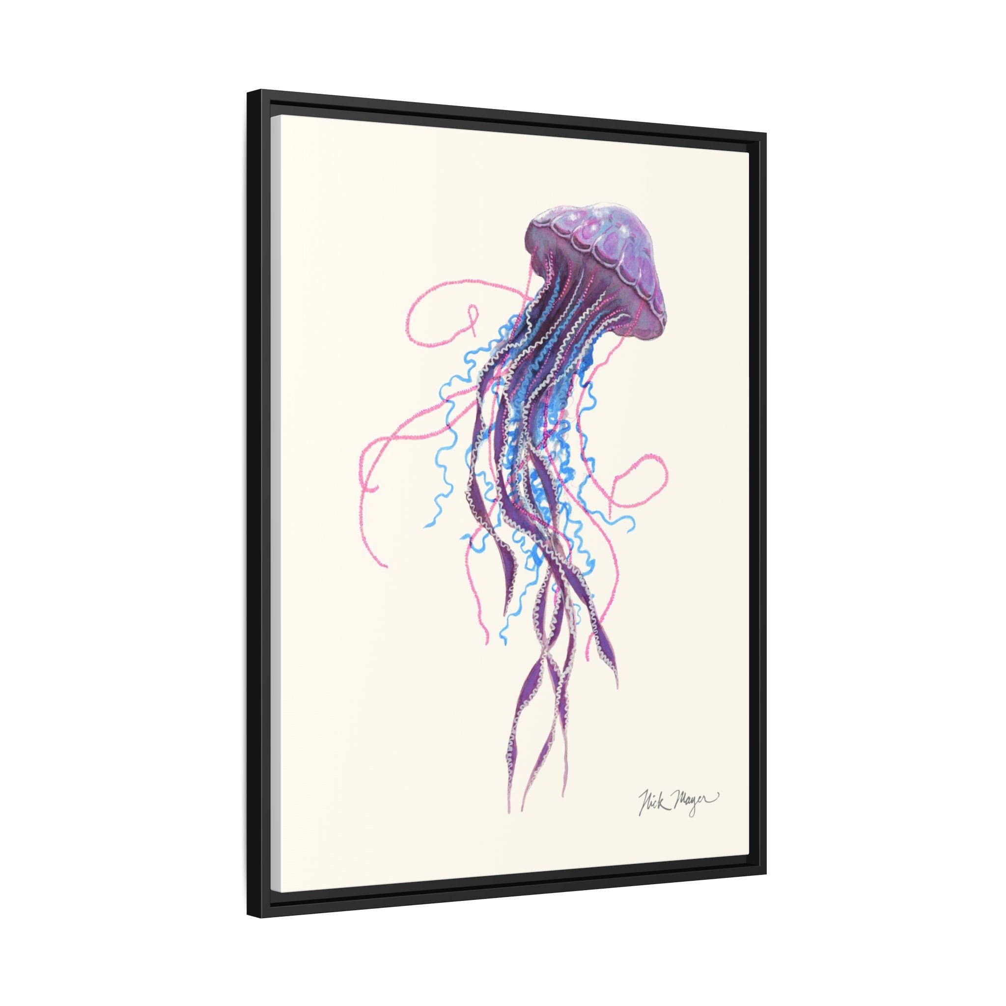 Purple Jellyfish II Framed Canvas Print Printify