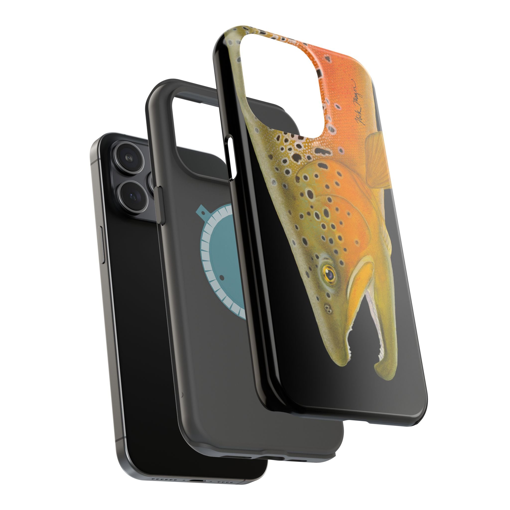 Brown Trout 2 Black MagSafe iPhone Case