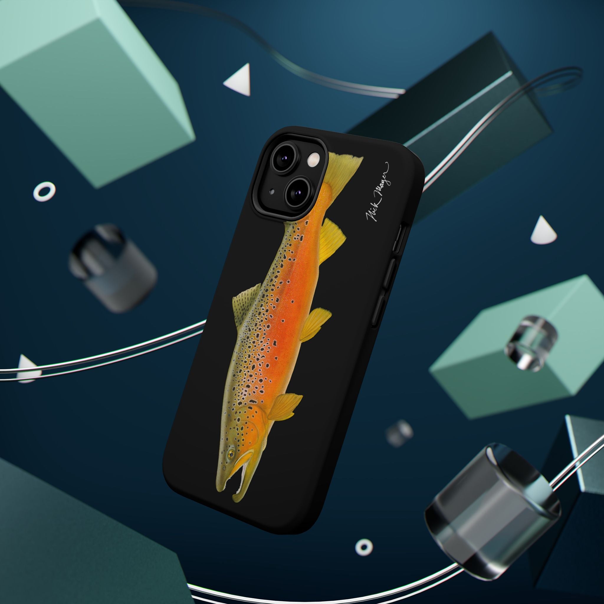 Brown Trout 2 Black MagSafe iPhone Case, NEW for Holiday 2025!