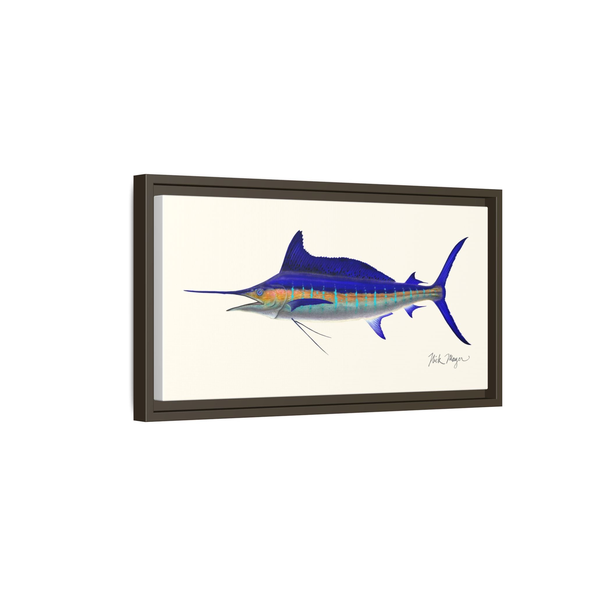 Striped Marlin Framed Canvas Print Printify