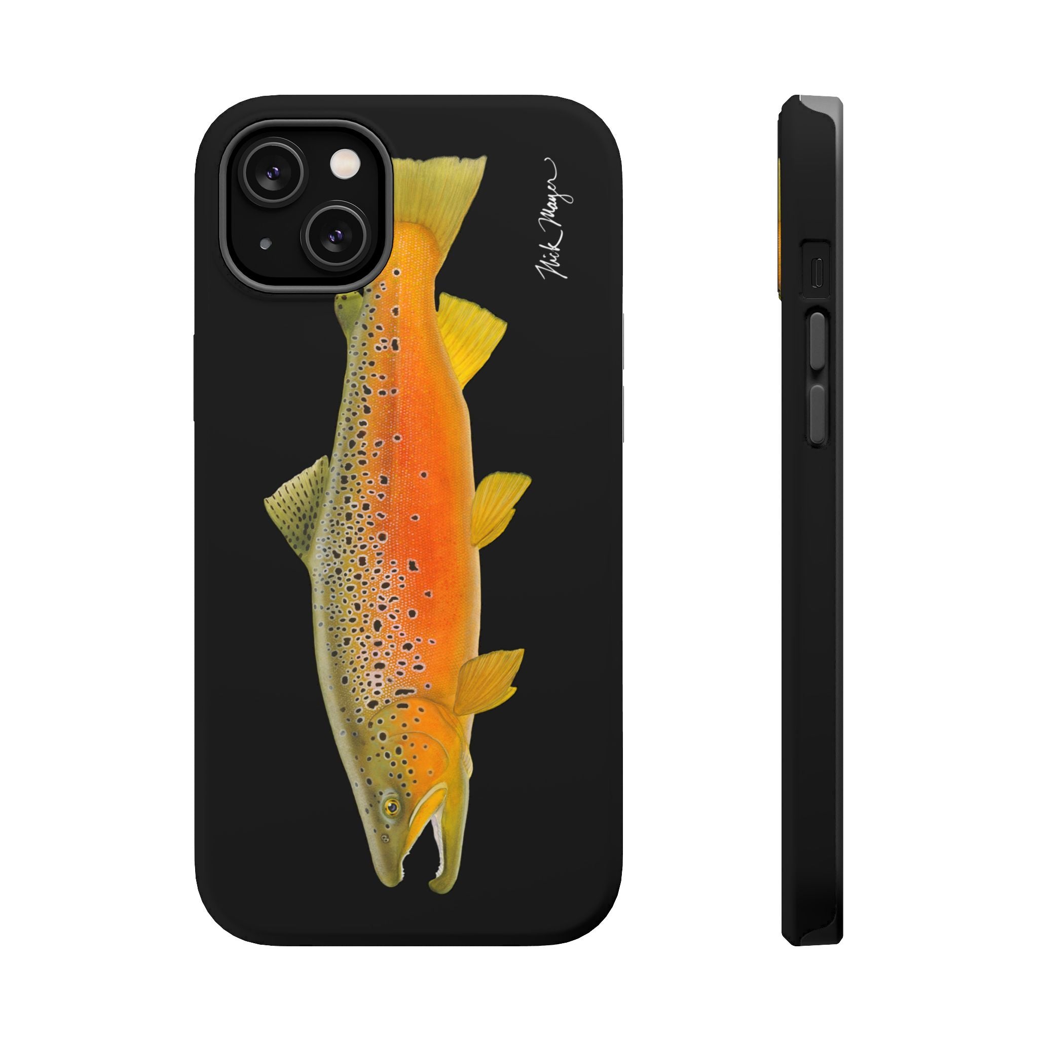 Brown Trout 2 Black MagSafe iPhone Case, NEW for Holiday 2025!