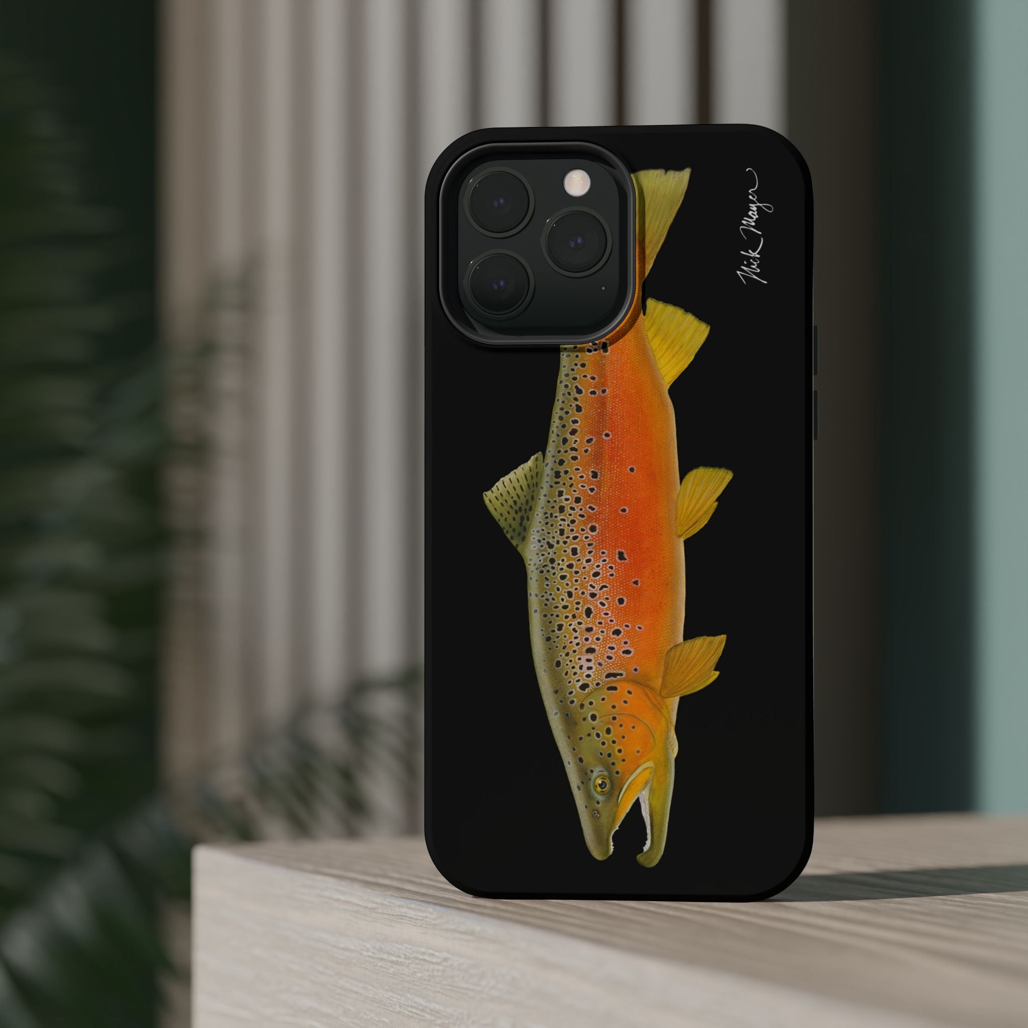 Brown Trout 2 Black MagSafe iPhone Case, NEW for Holiday 2025!