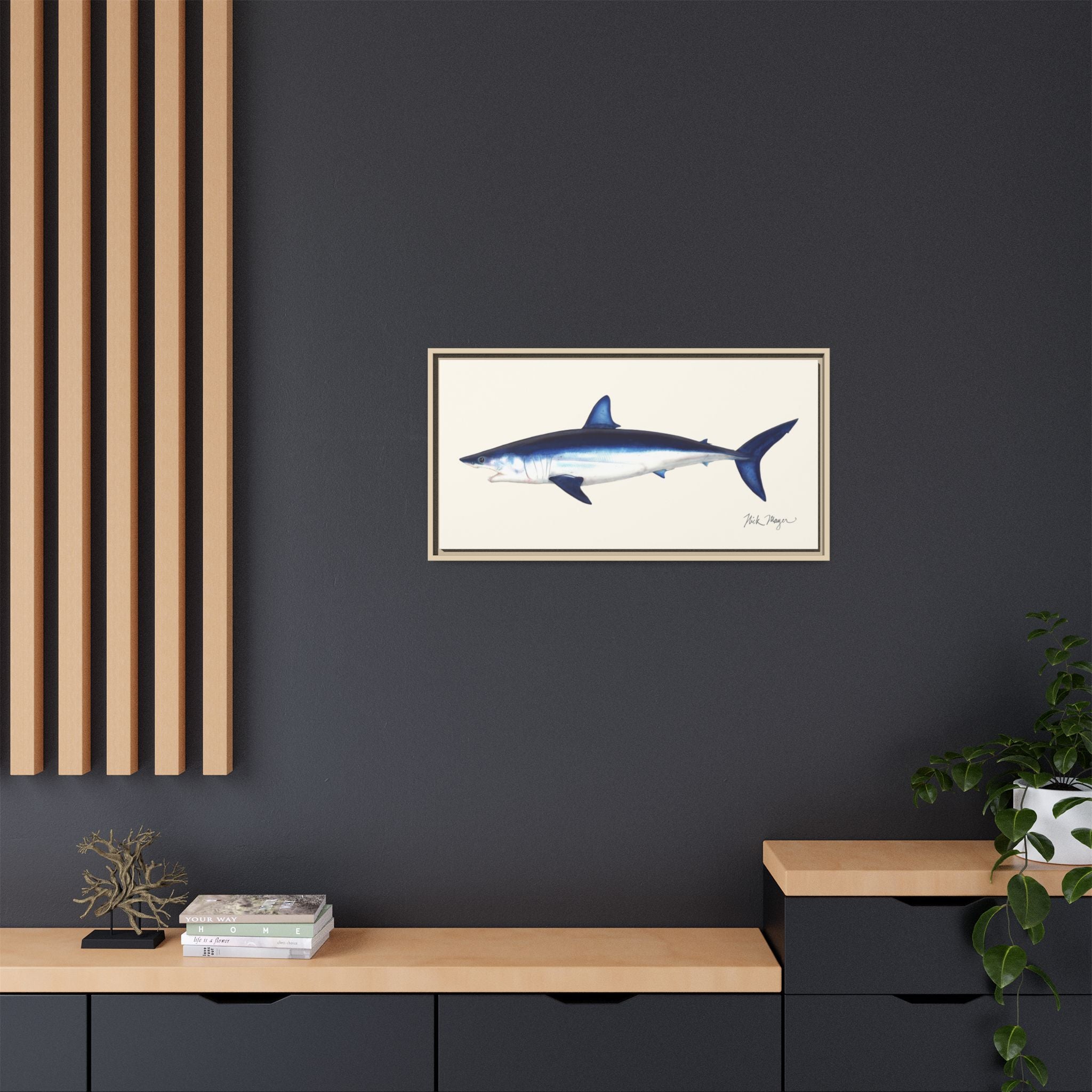 Mako Shark Framed Canvas Print Printify