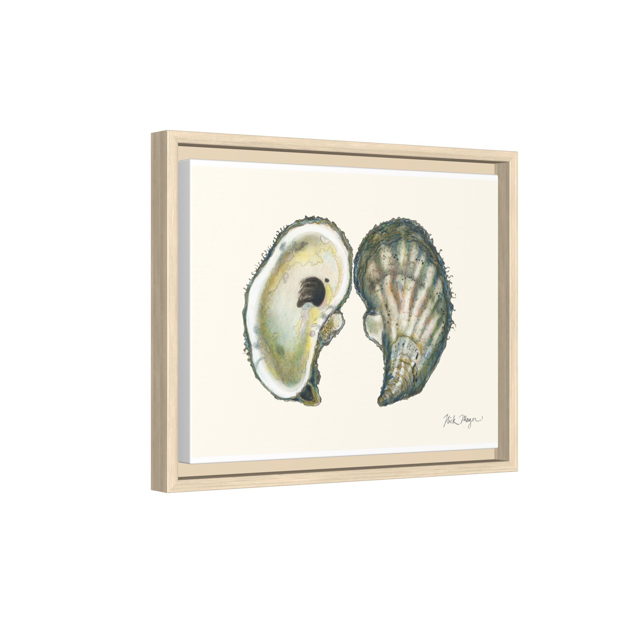 Framed Oysters Art Print — Coastal Sea Shell Wall Decor Printify