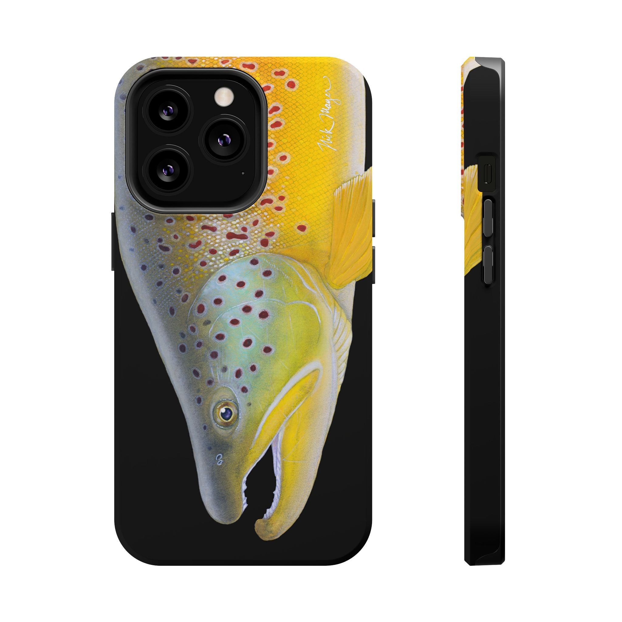 Brown Trout 3 Face Black MagSafe iPhone Case