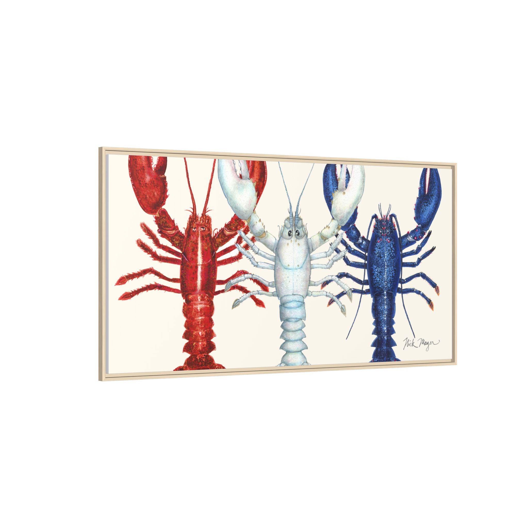 American Lobsters Trio Framed Canvas Print Printify