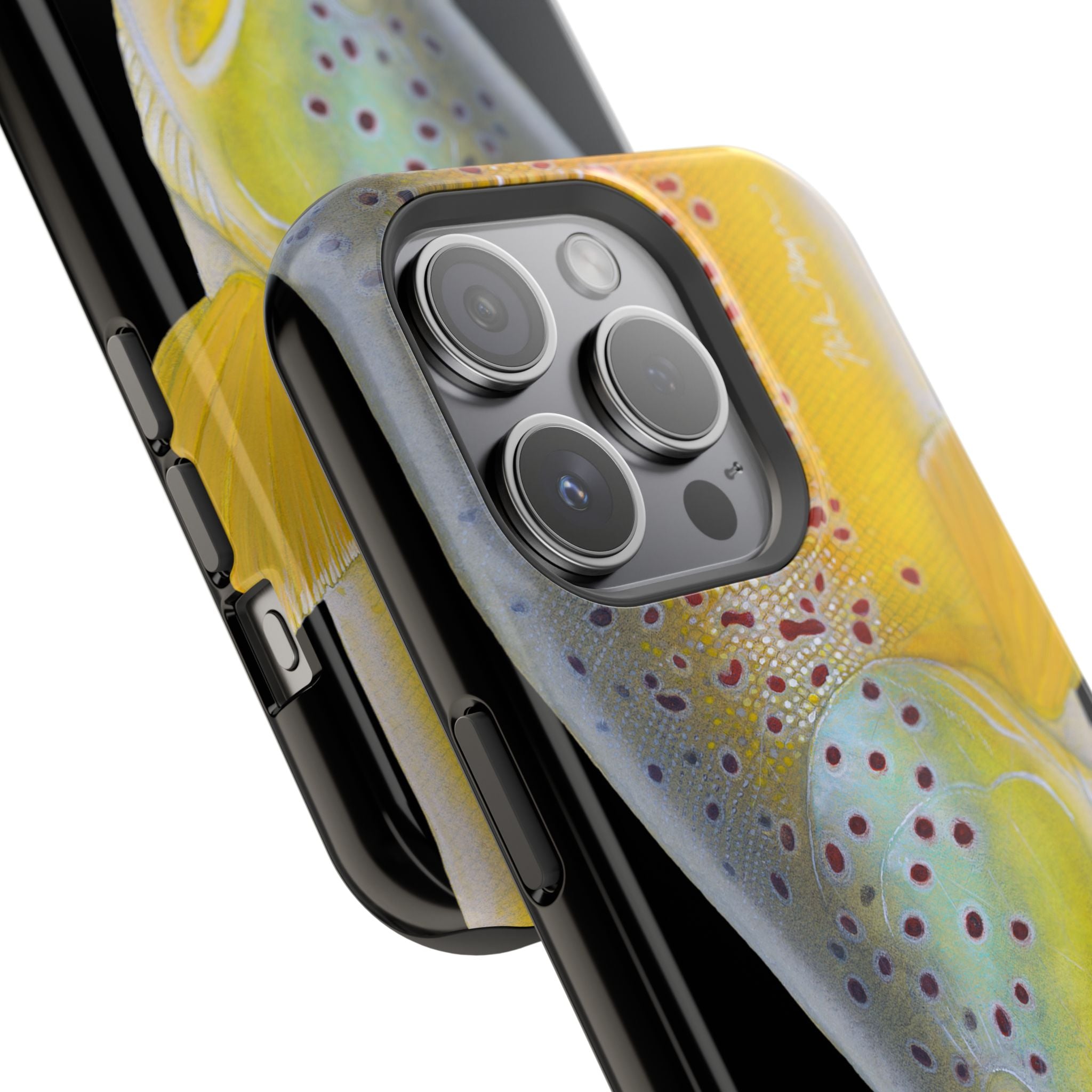 Brown Trout 3 Face Black MagSafe iPhone Case
