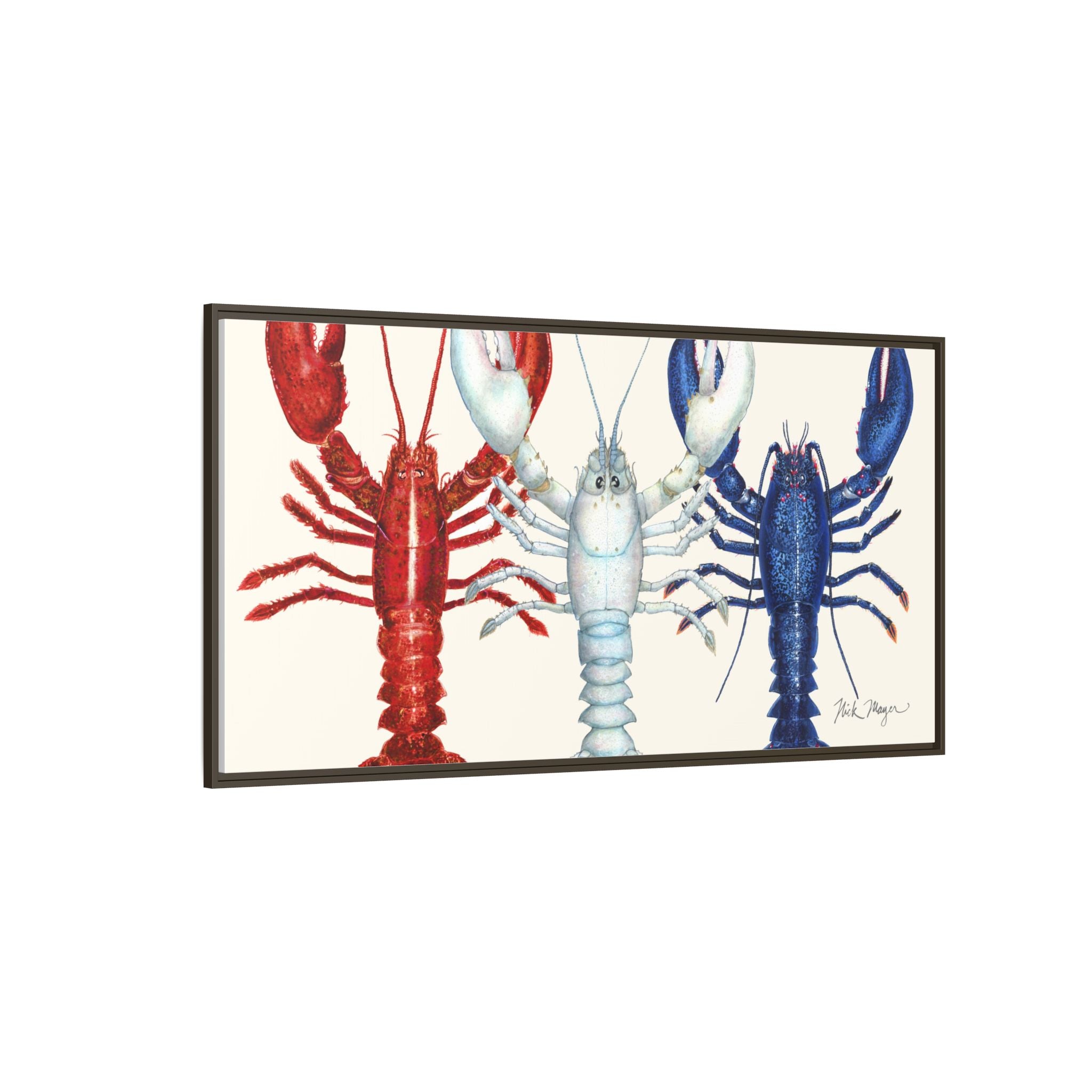 American Lobsters Trio Framed Canvas Print Printify