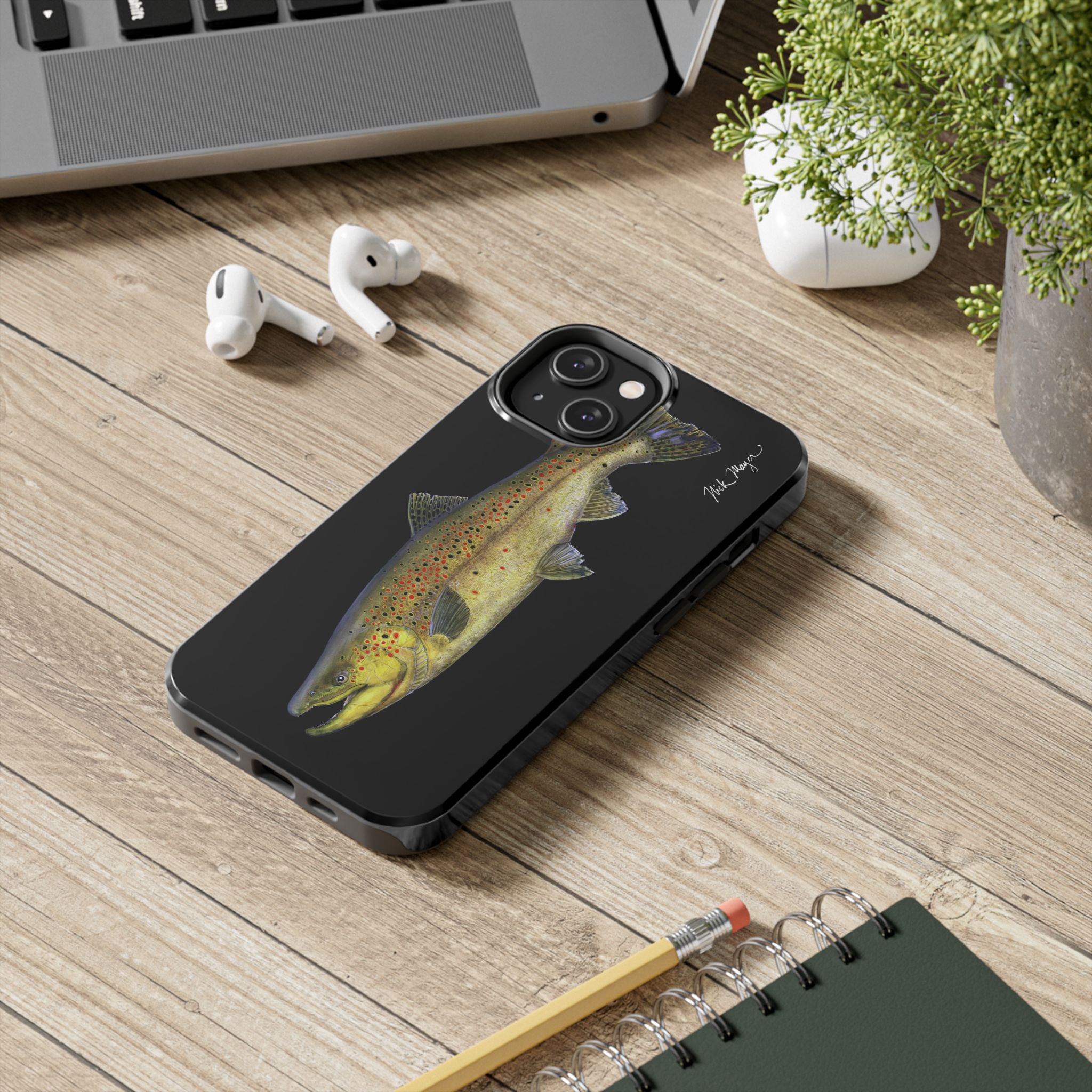 Brown Trout Black Phone Case (iPhone)