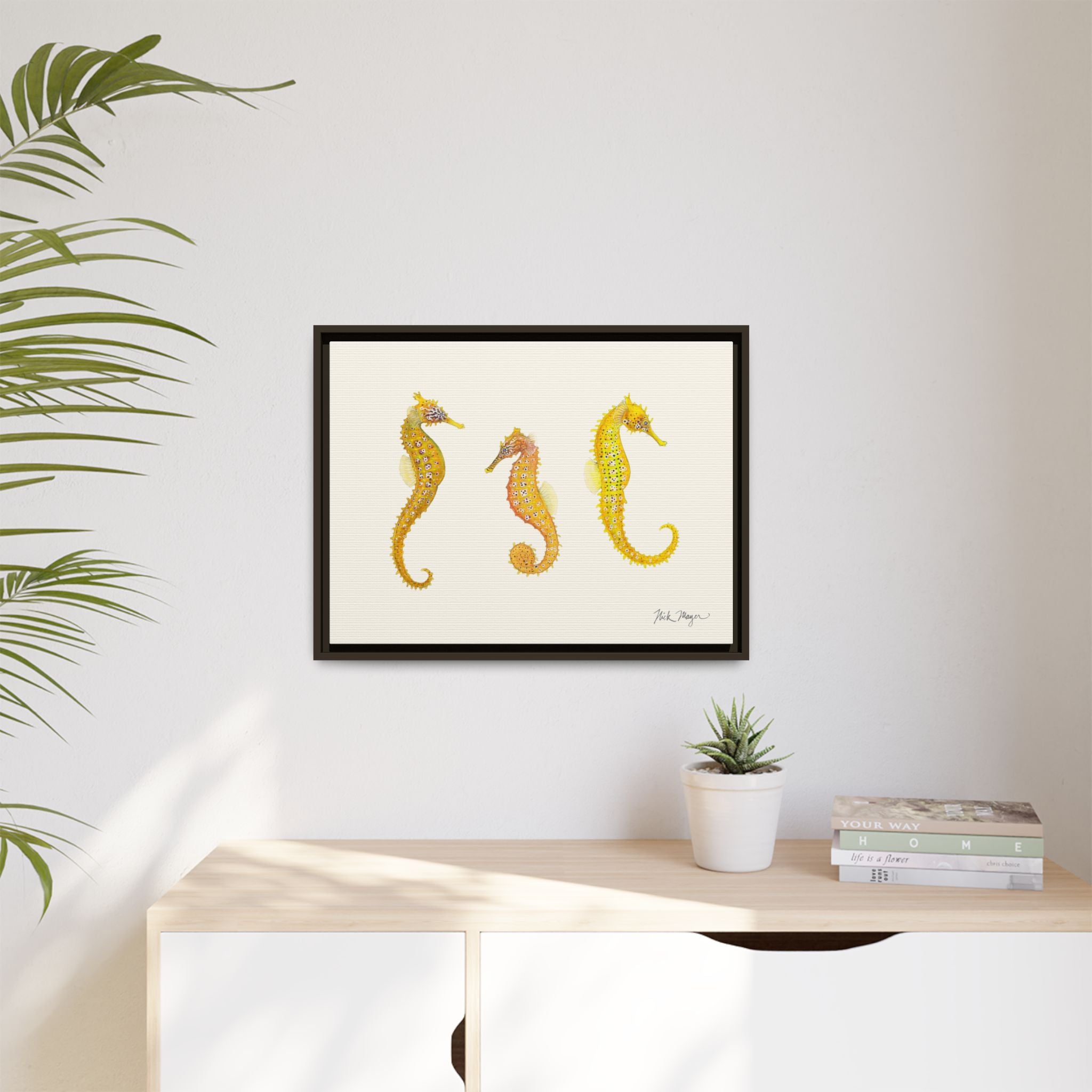 Giant Seahorse Trio Framed Canvas Print Printify