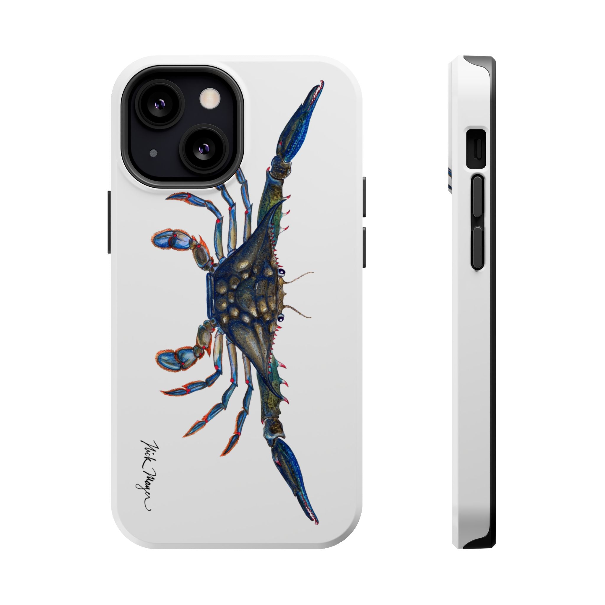 Blue Crab MagSafe White iPhone Case
