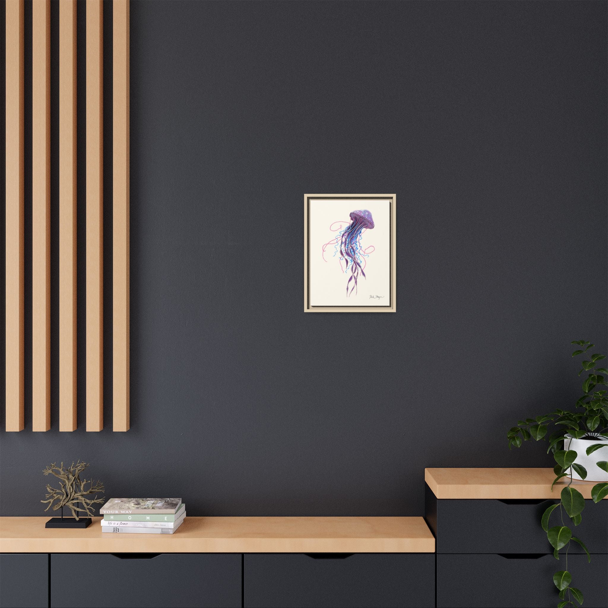 Purple Jellyfish II Framed Canvas Print Printify