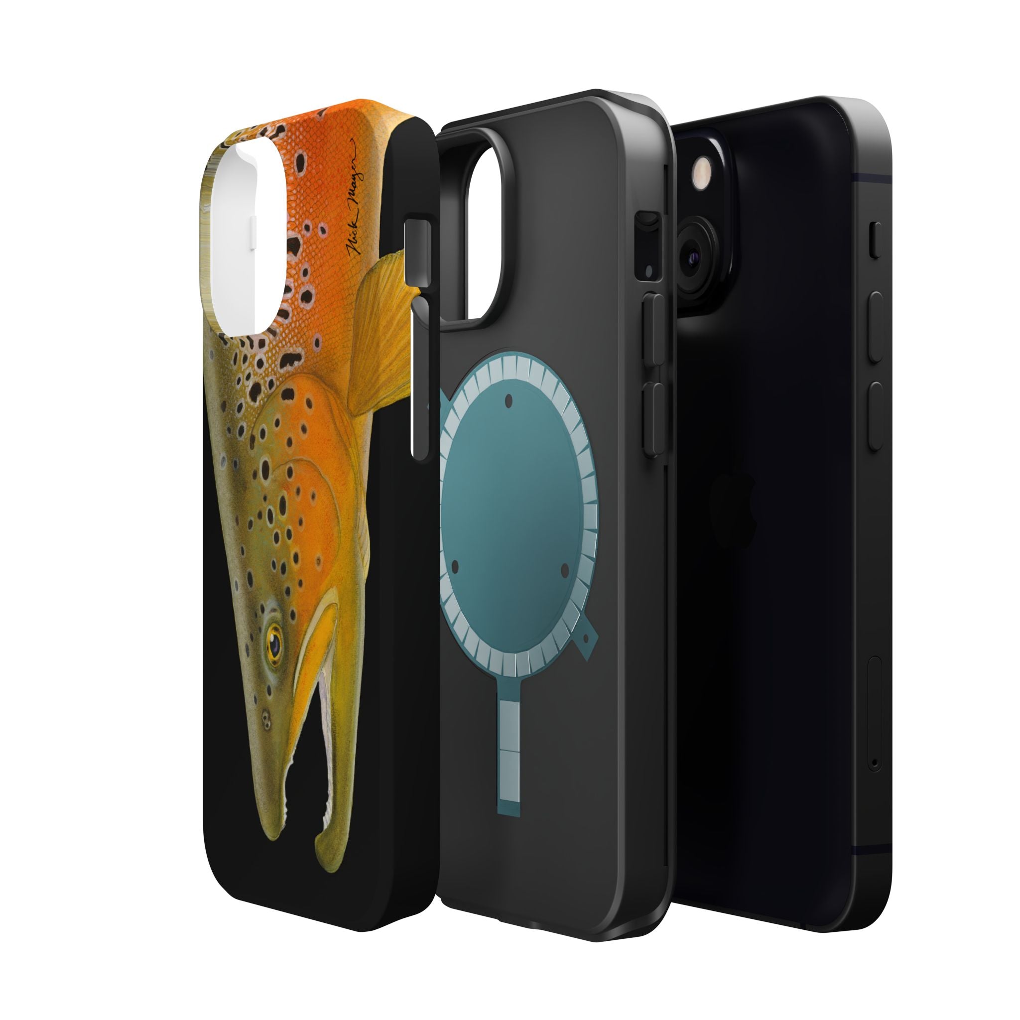 Brown Trout 2 Black MagSafe iPhone Case