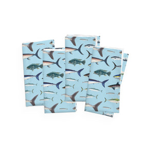 NE Fish Blue 4 Piece Cloth Napkin Set