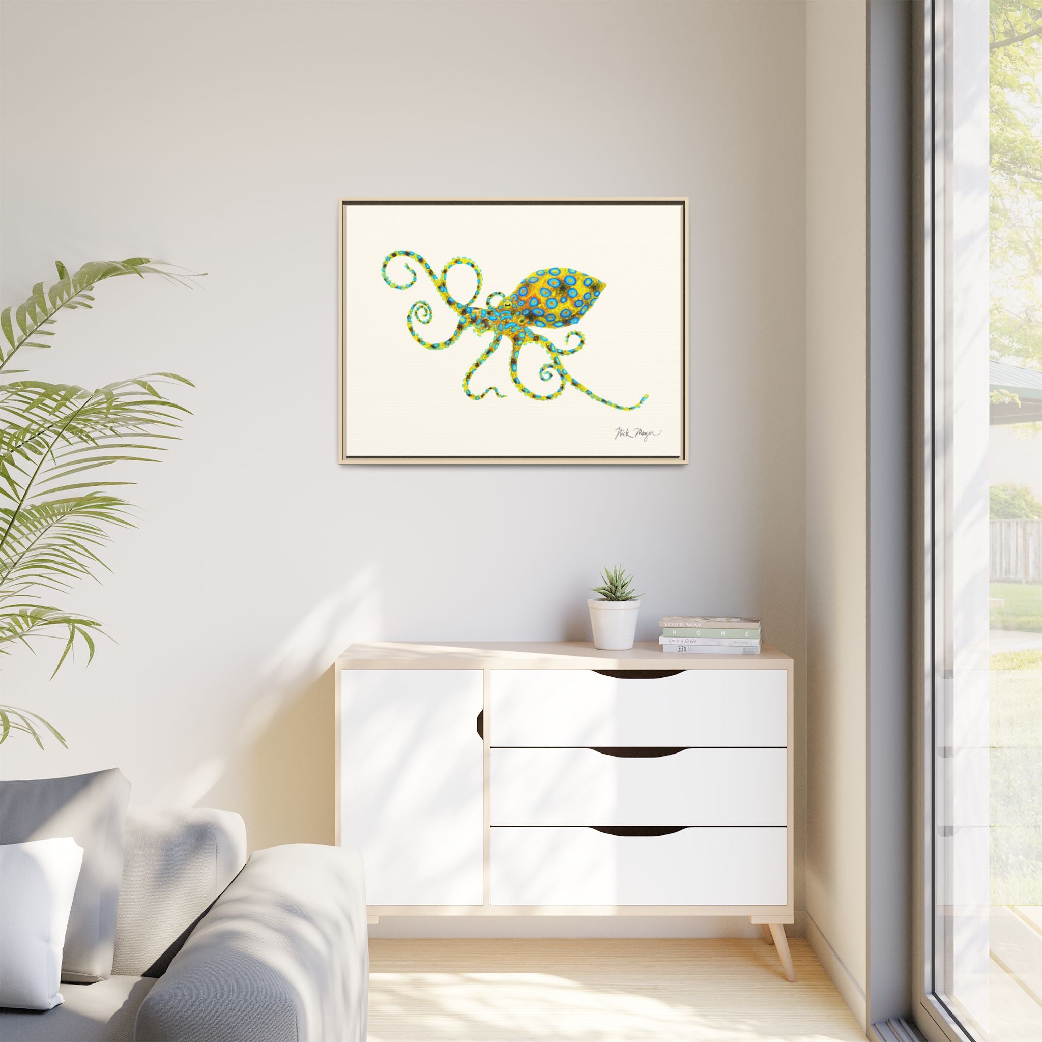 Blue Ringed Octopus Framed Canvas Print Printify