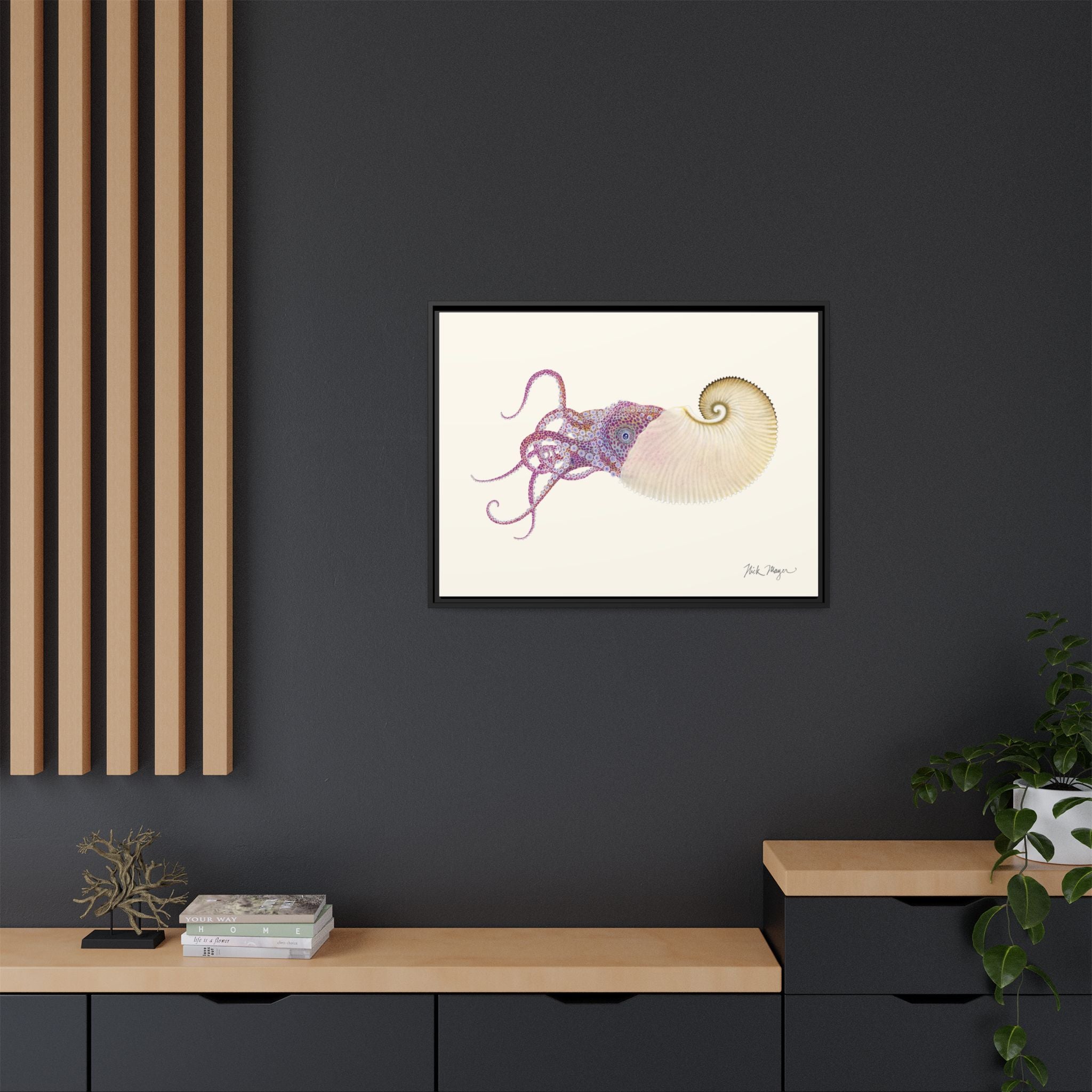 Paper Nautilus Framed Canvas Print Printify