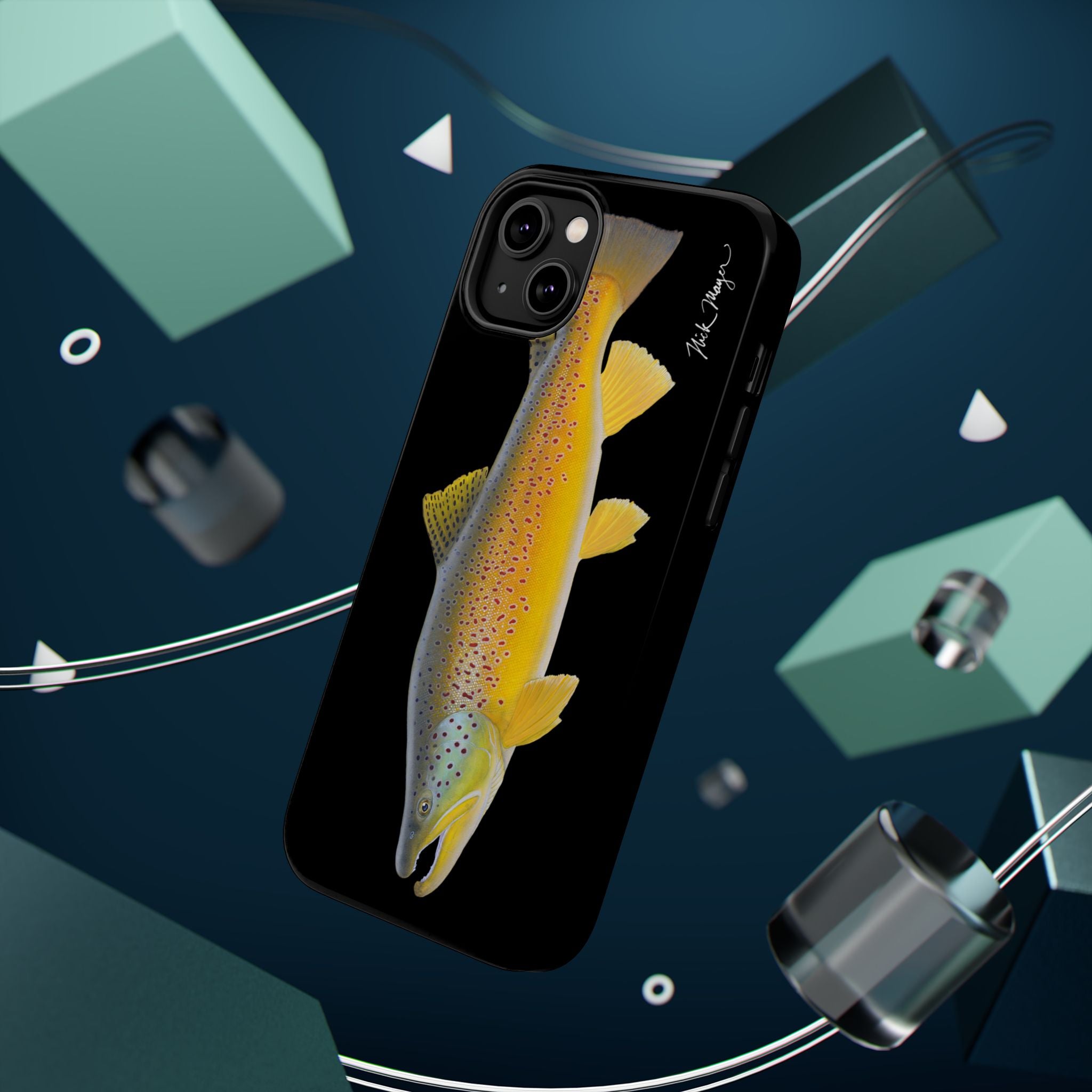 Brown Trout 3 Black MagSafe iPhone Case