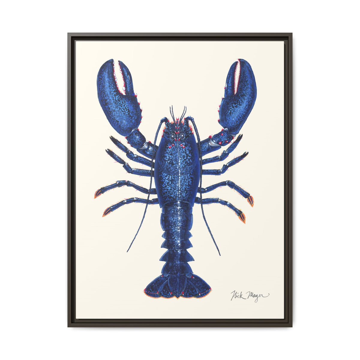 Blue Lobster II Framed Canvas Print Printify
