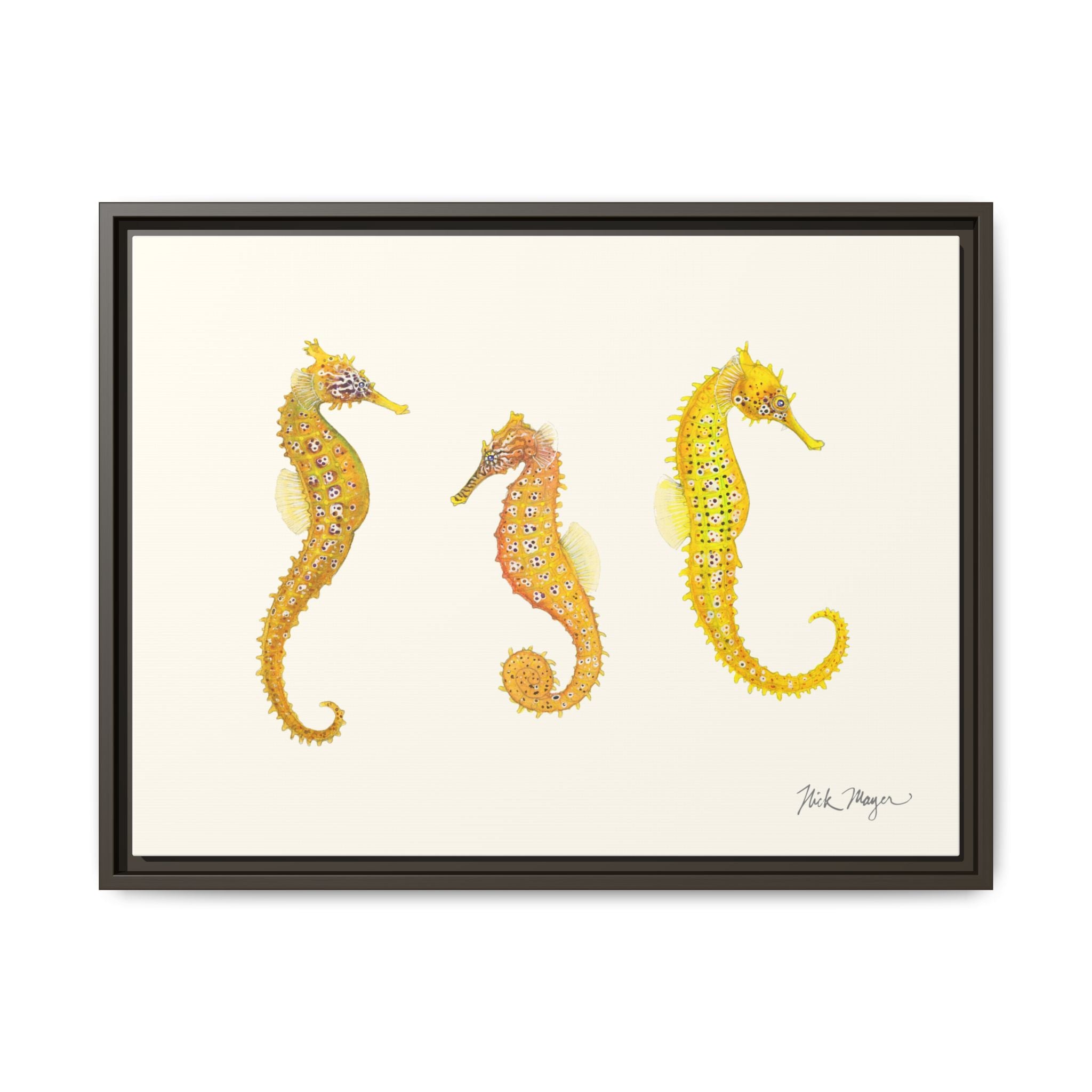 Giant Seahorse Trio Framed Canvas Print Printify