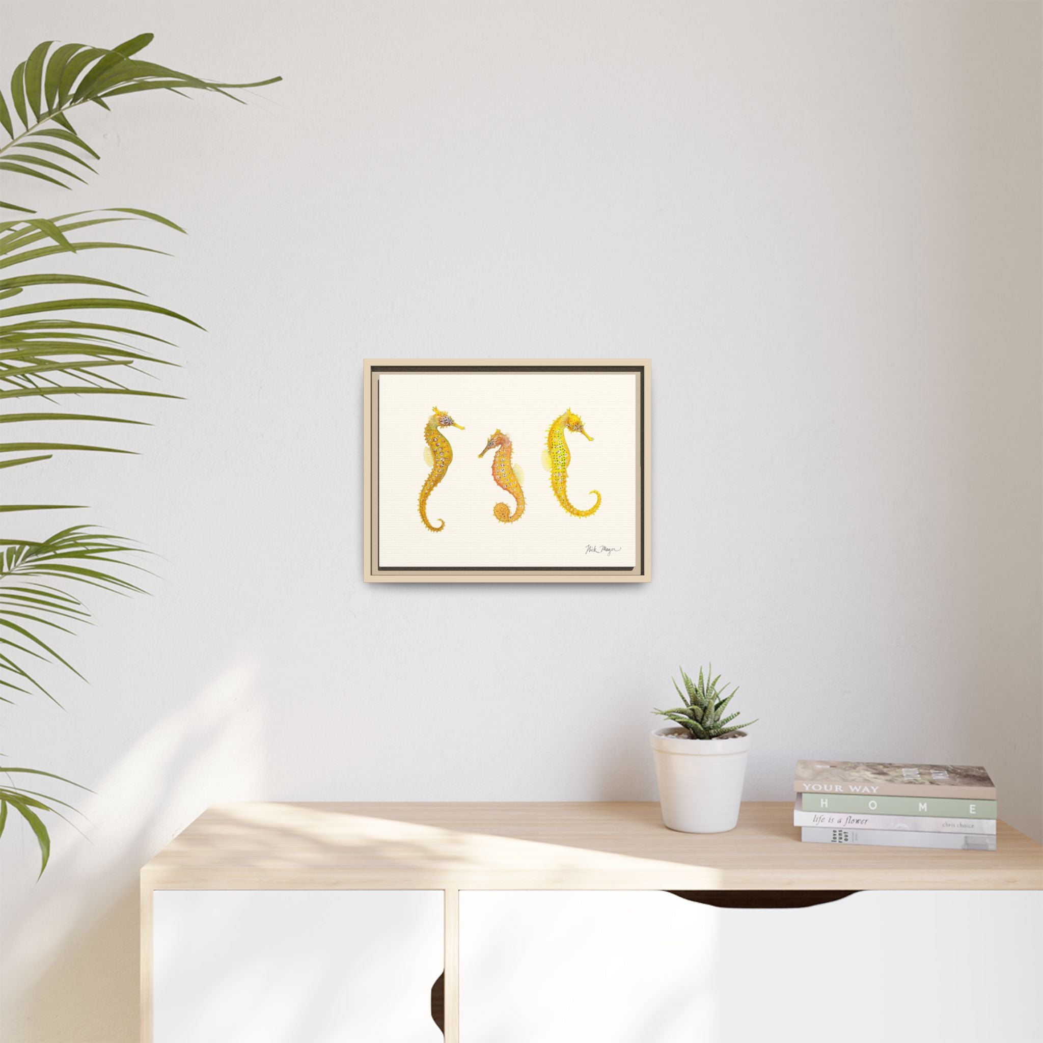Giant Seahorse Trio Framed Canvas Print Printify