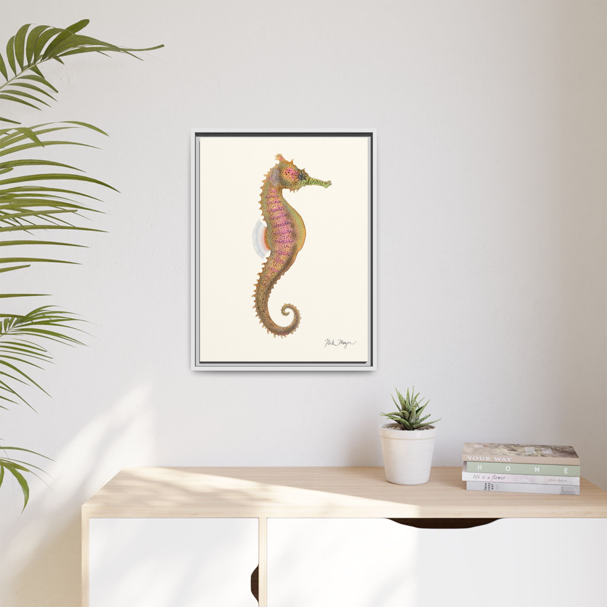 Estuary Seahorse Framed Canvas Print Printify