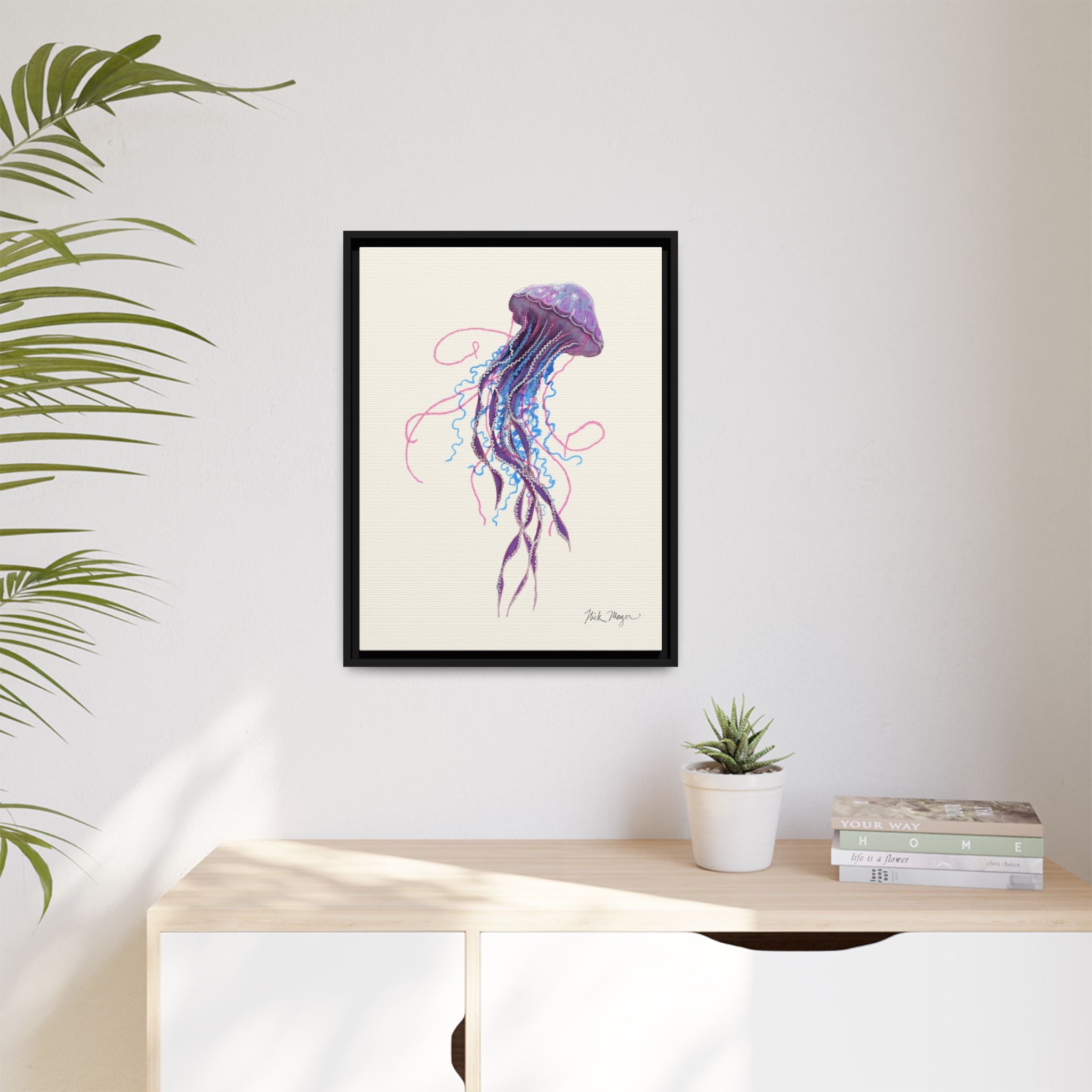 Purple Jellyfish II Framed Canvas Print Printify