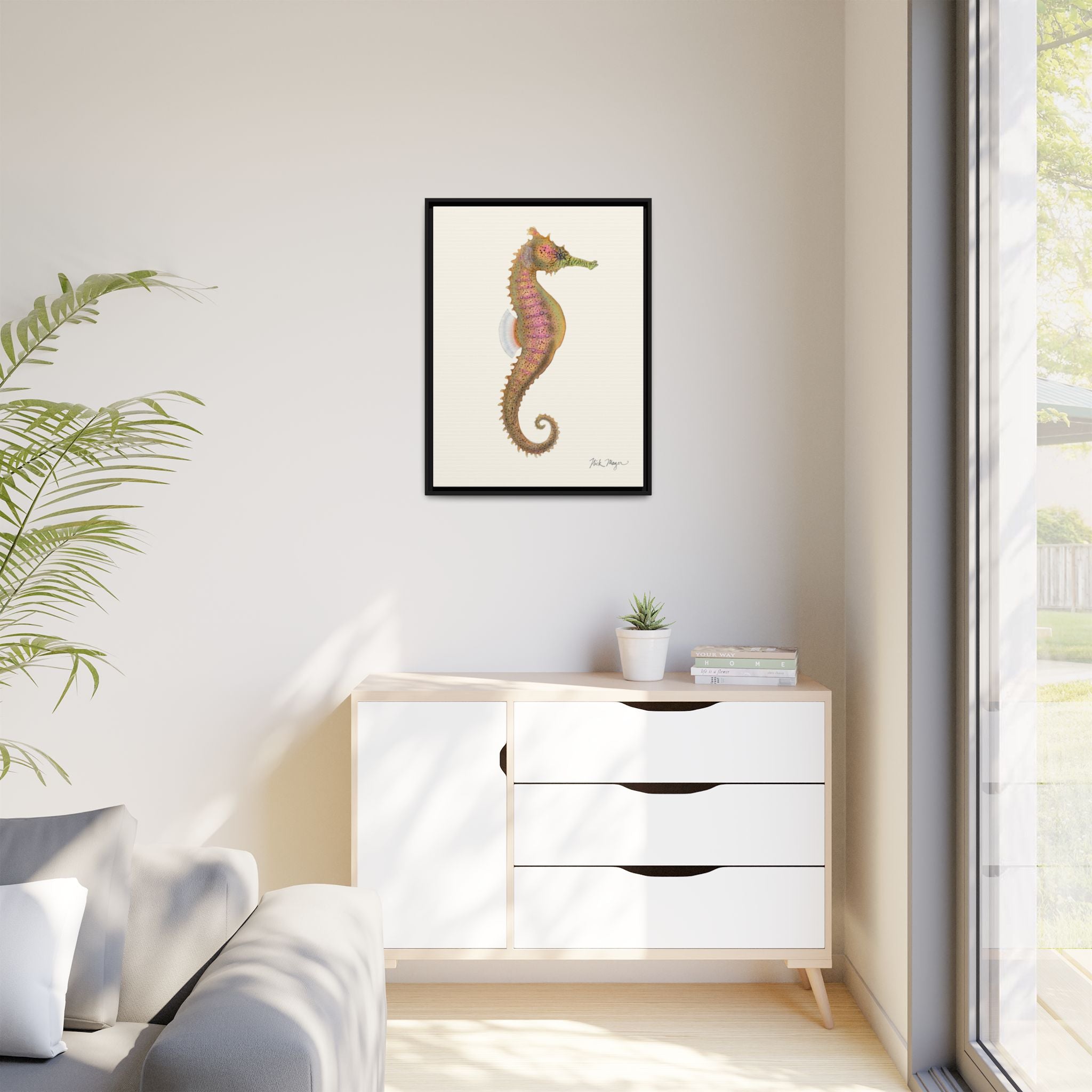 Estuary Seahorse Framed Canvas Print Printify