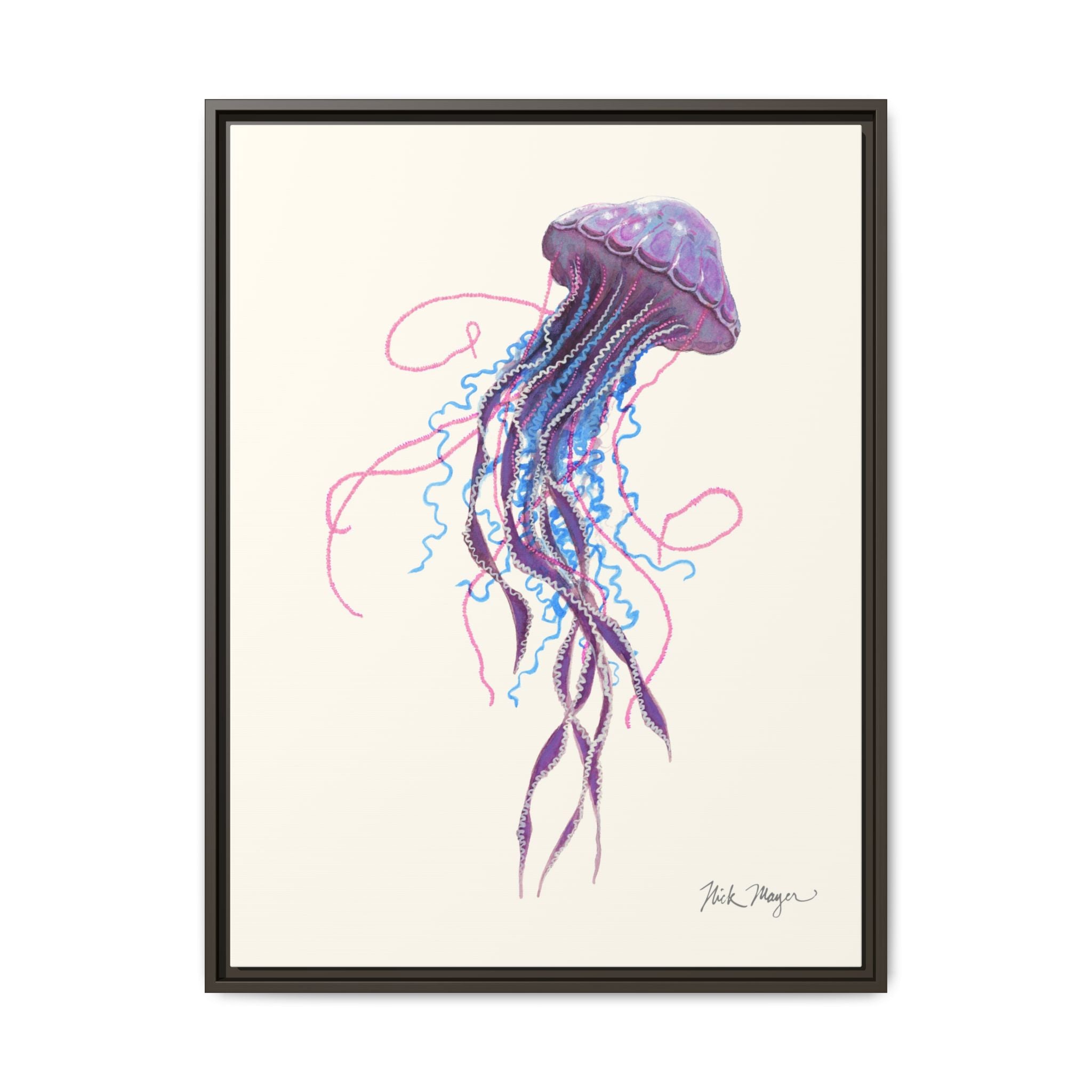 Purple Jellyfish II Framed Canvas Print Printify
