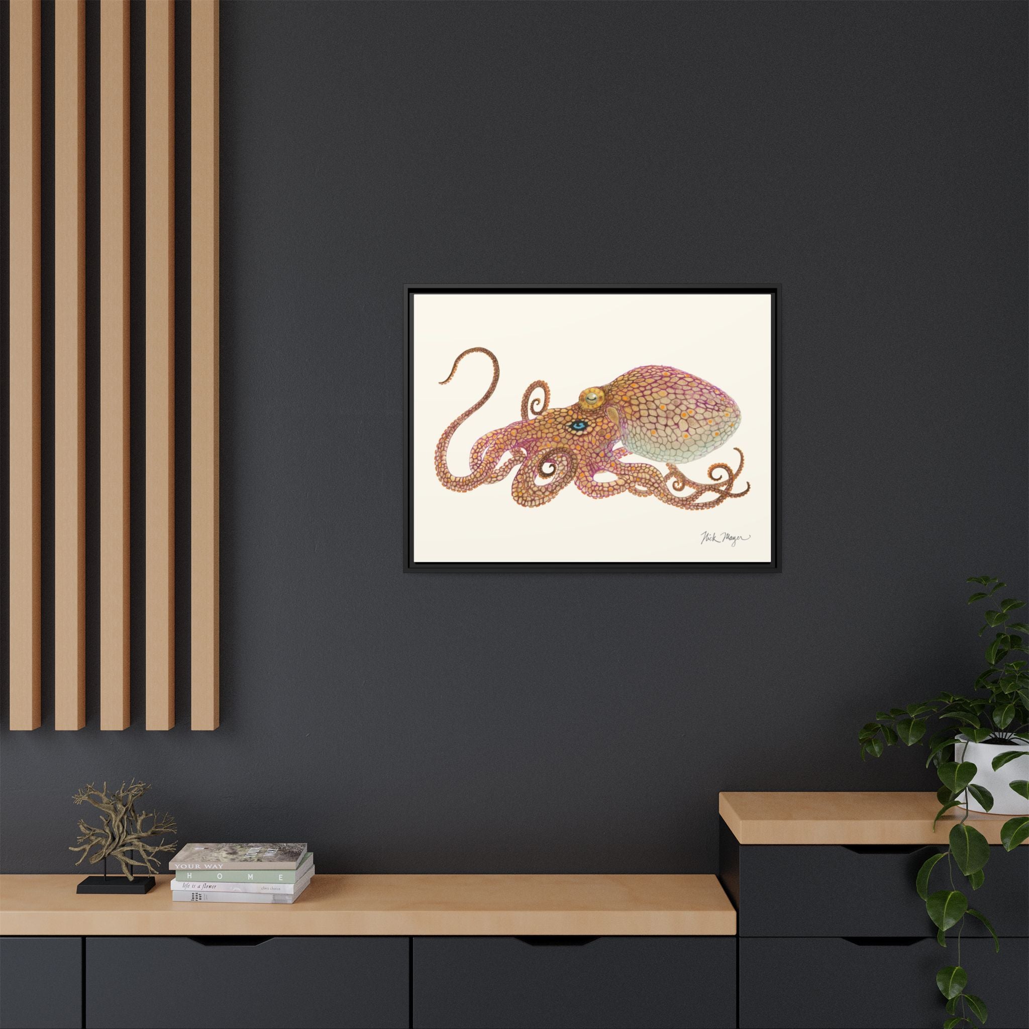 Two Spot Octopus Framed Canvas Print