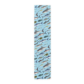 NE Fish Blue Cotton Table Runner