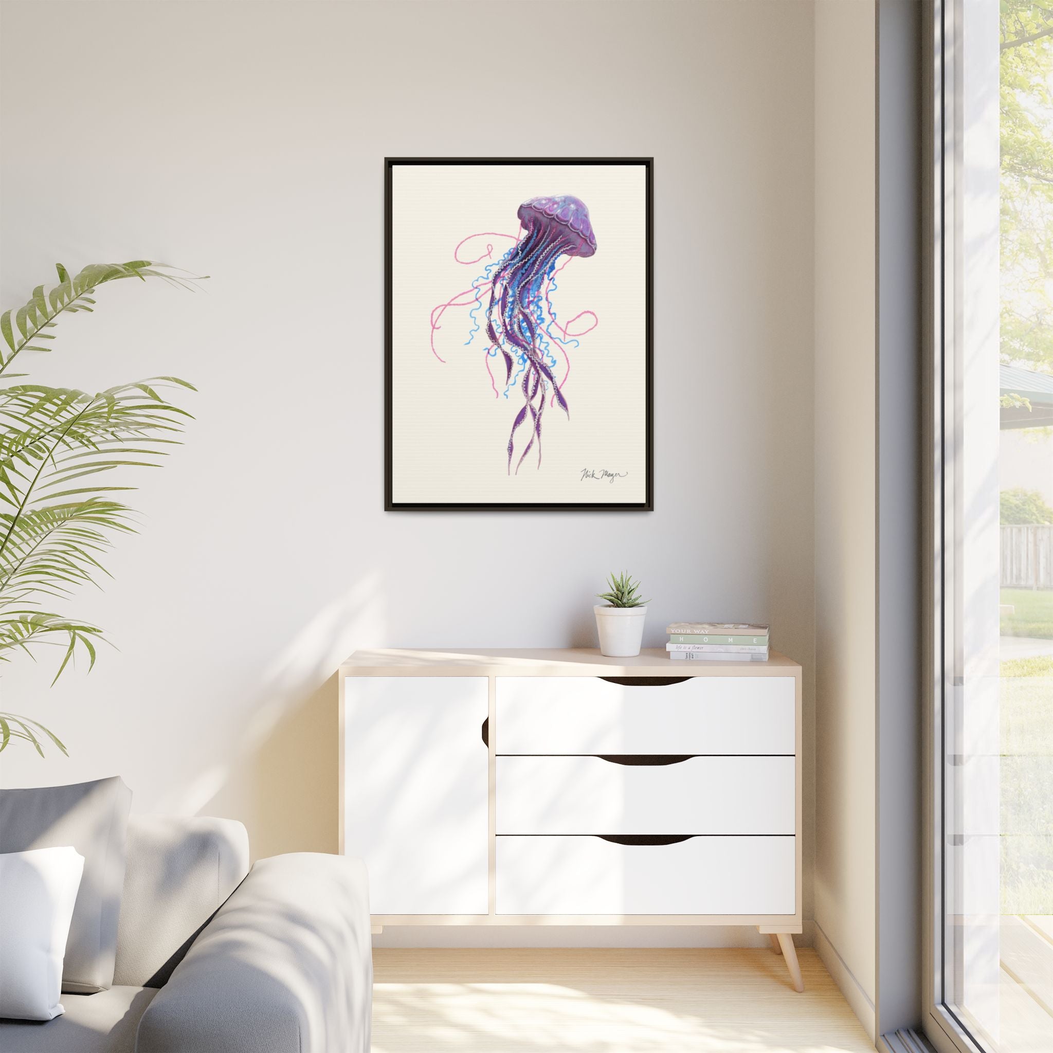 Purple Jellyfish II Framed Canvas Print Printify