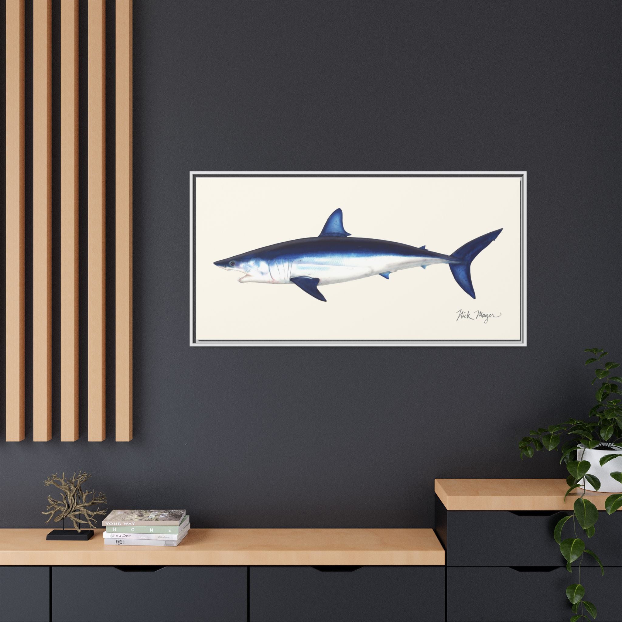Mako Shark Framed Canvas Print Printify