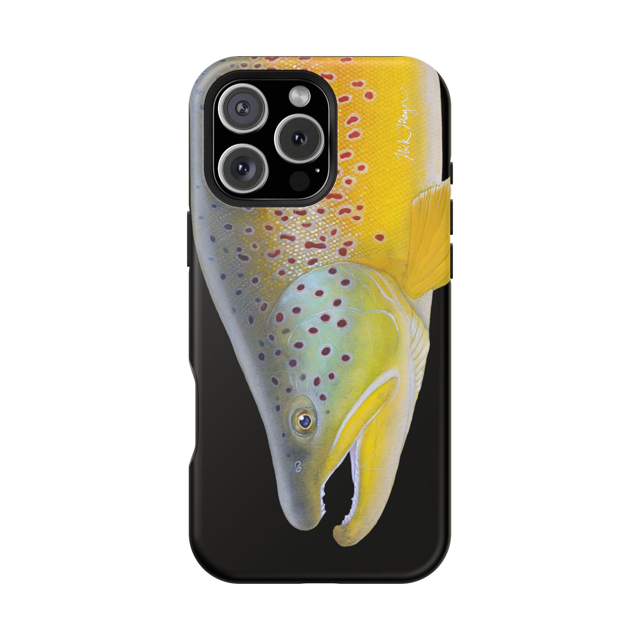 Brown Trout 3 Face Black MagSafe iPhone Case