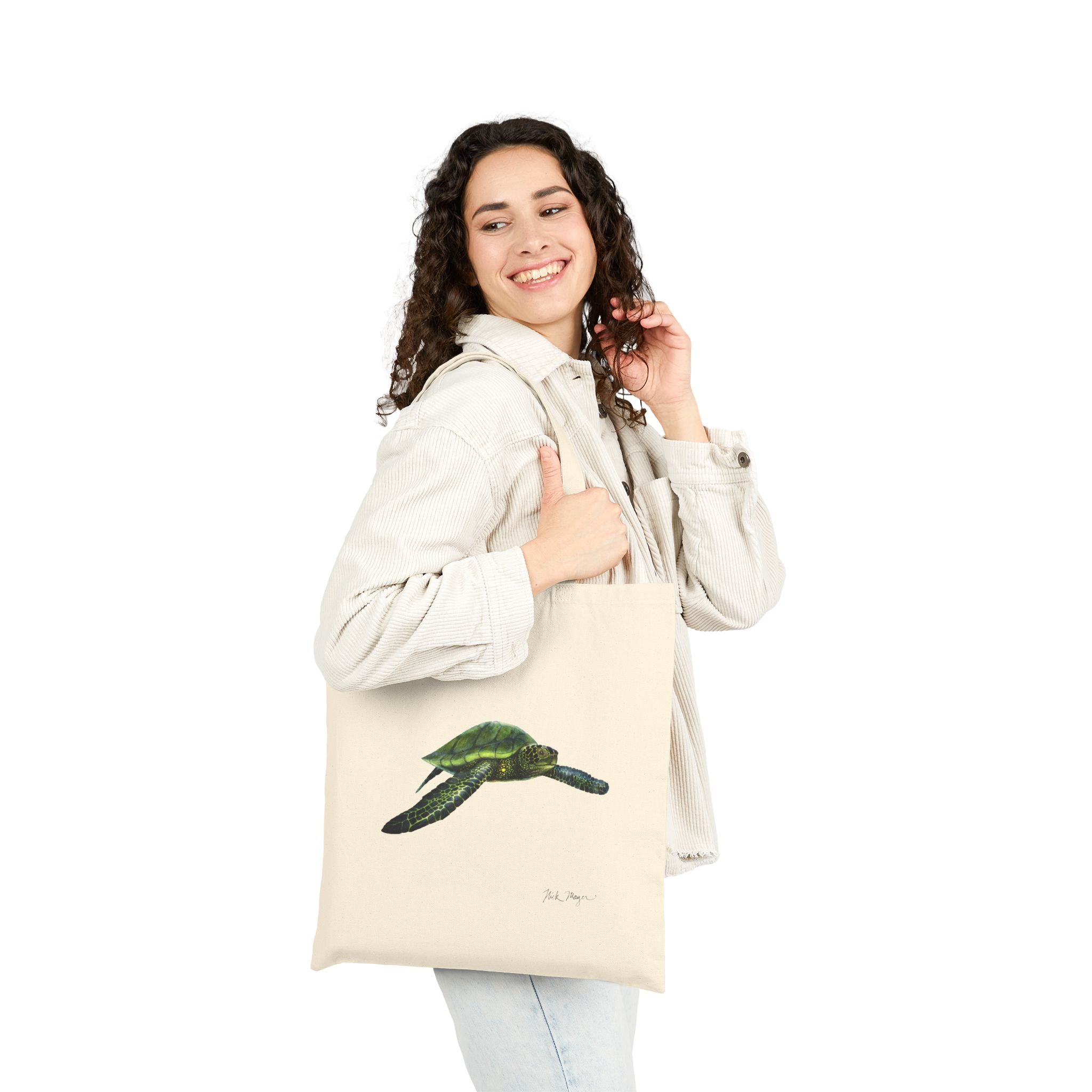 Green Sea Turtle I Cotton Canvas Tote Bag