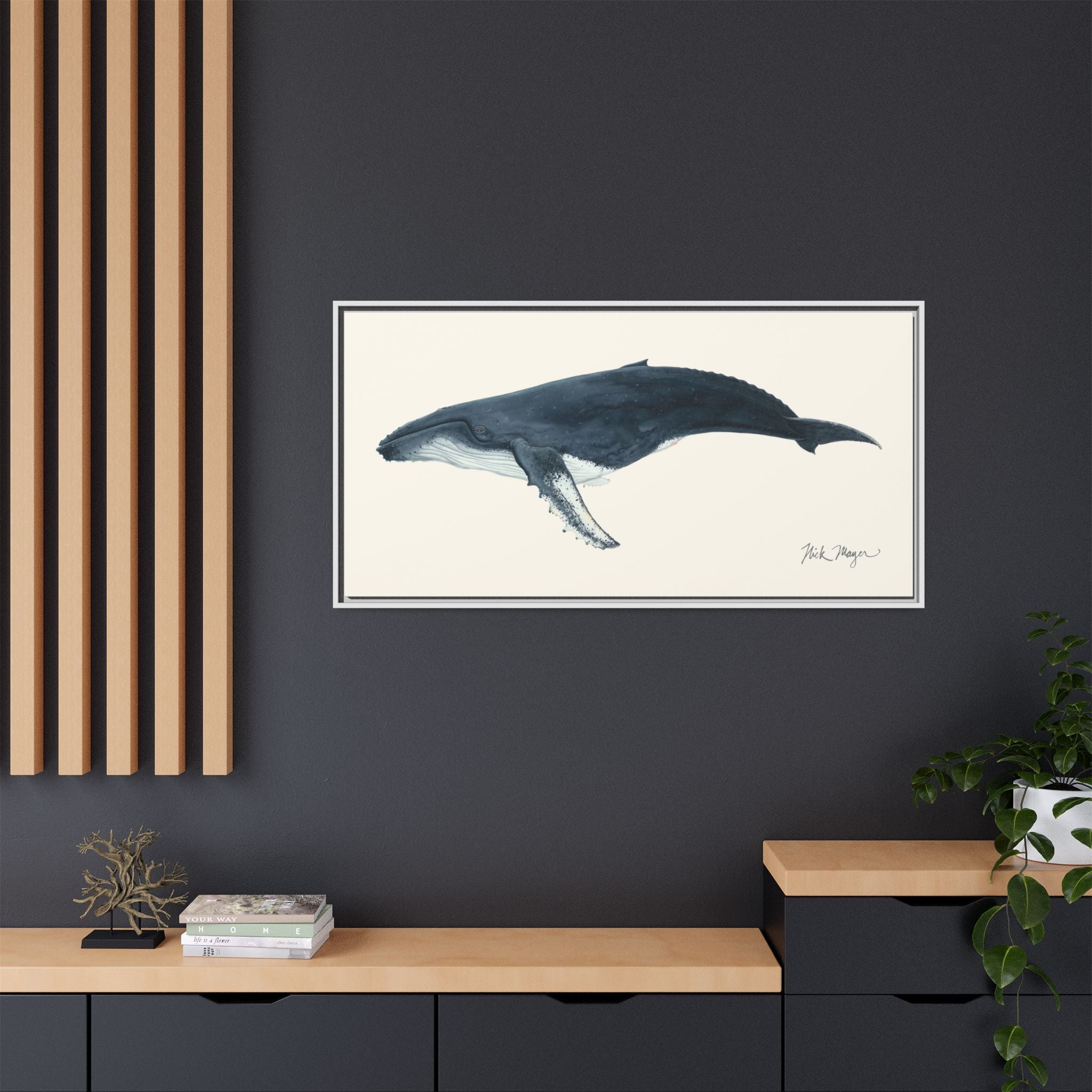 Humpback Whale Framed Canvas Print Printify