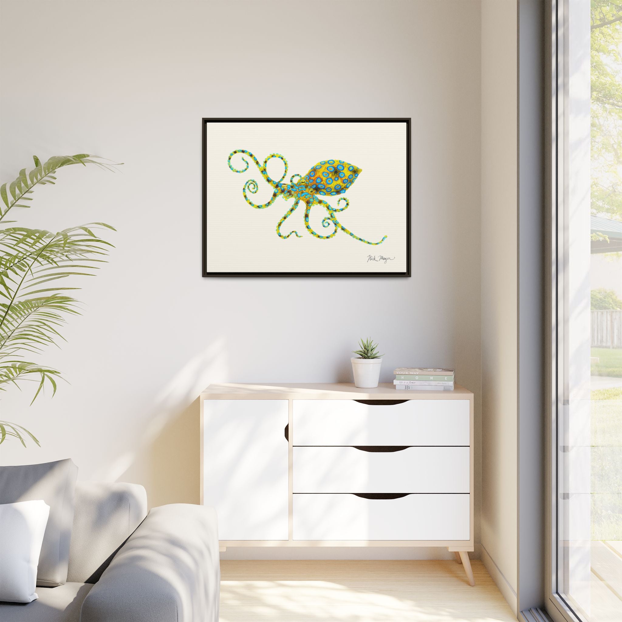 Blue Ringed Octopus Framed Canvas Print Printify