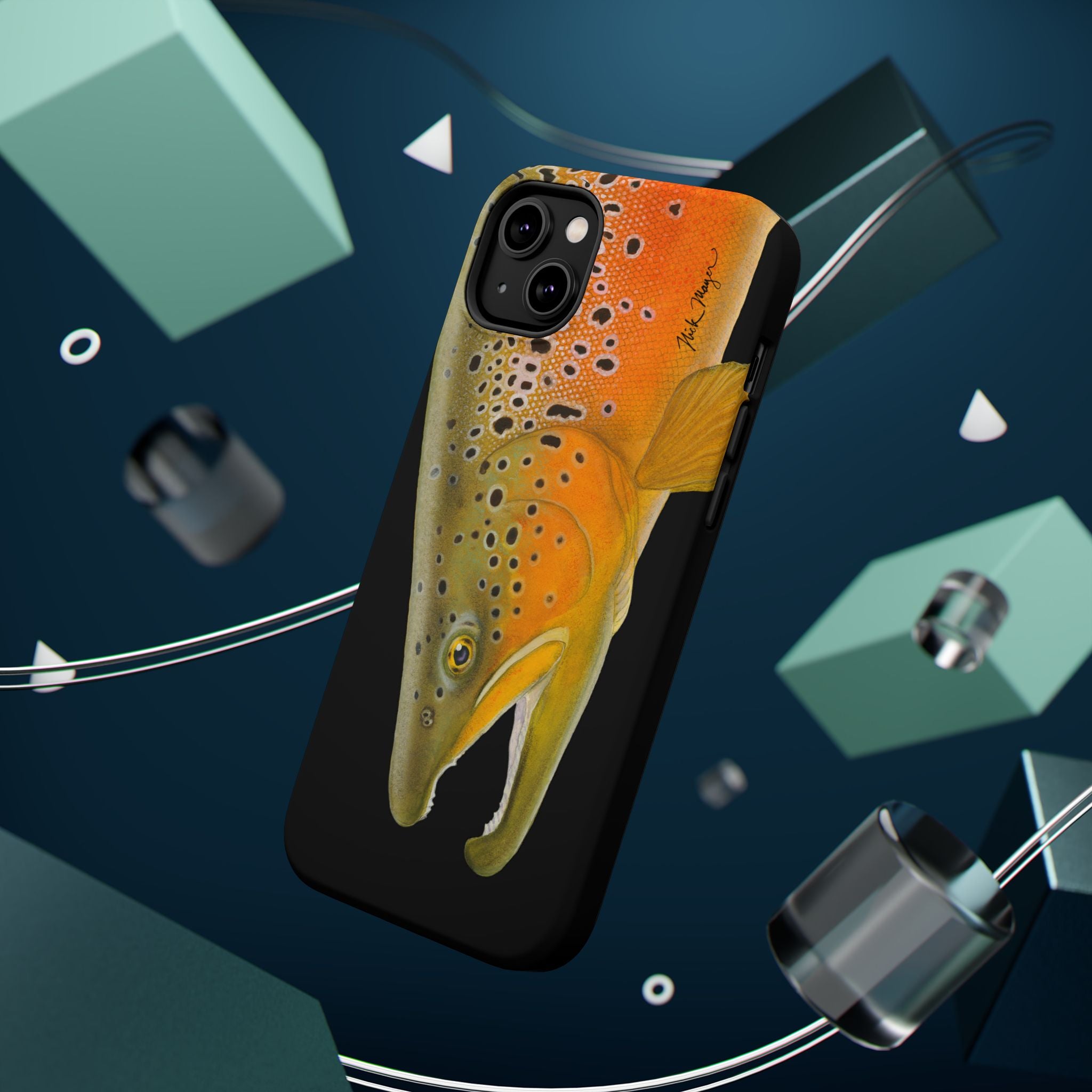 Brown Trout 2 Black MagSafe iPhone Case