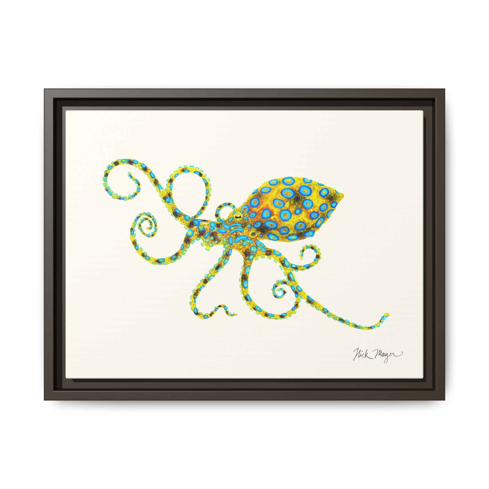 Blue Ringed Octopus Framed Canvas Print Printify