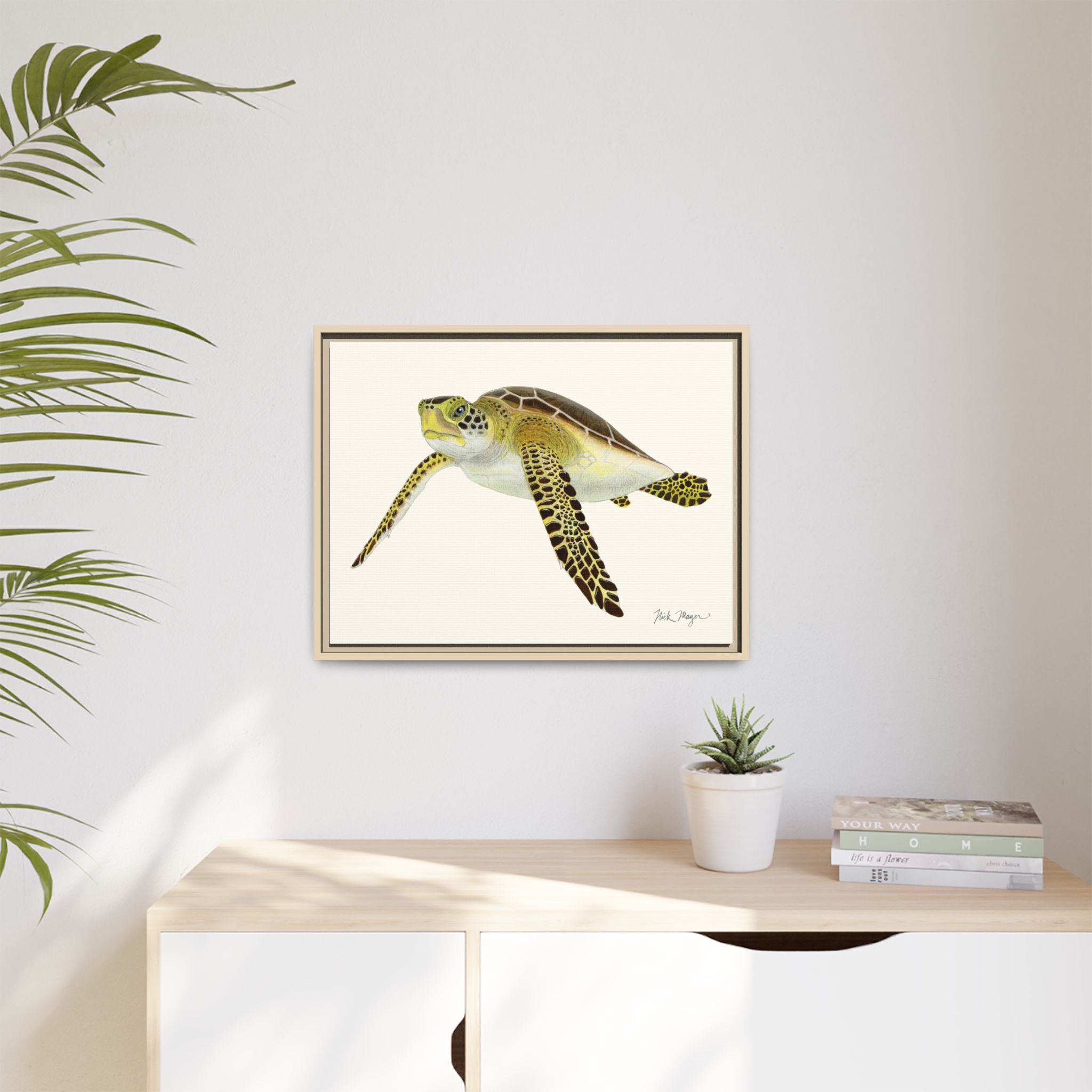 Green Sea Turtle III Framed Canvas Print Printify