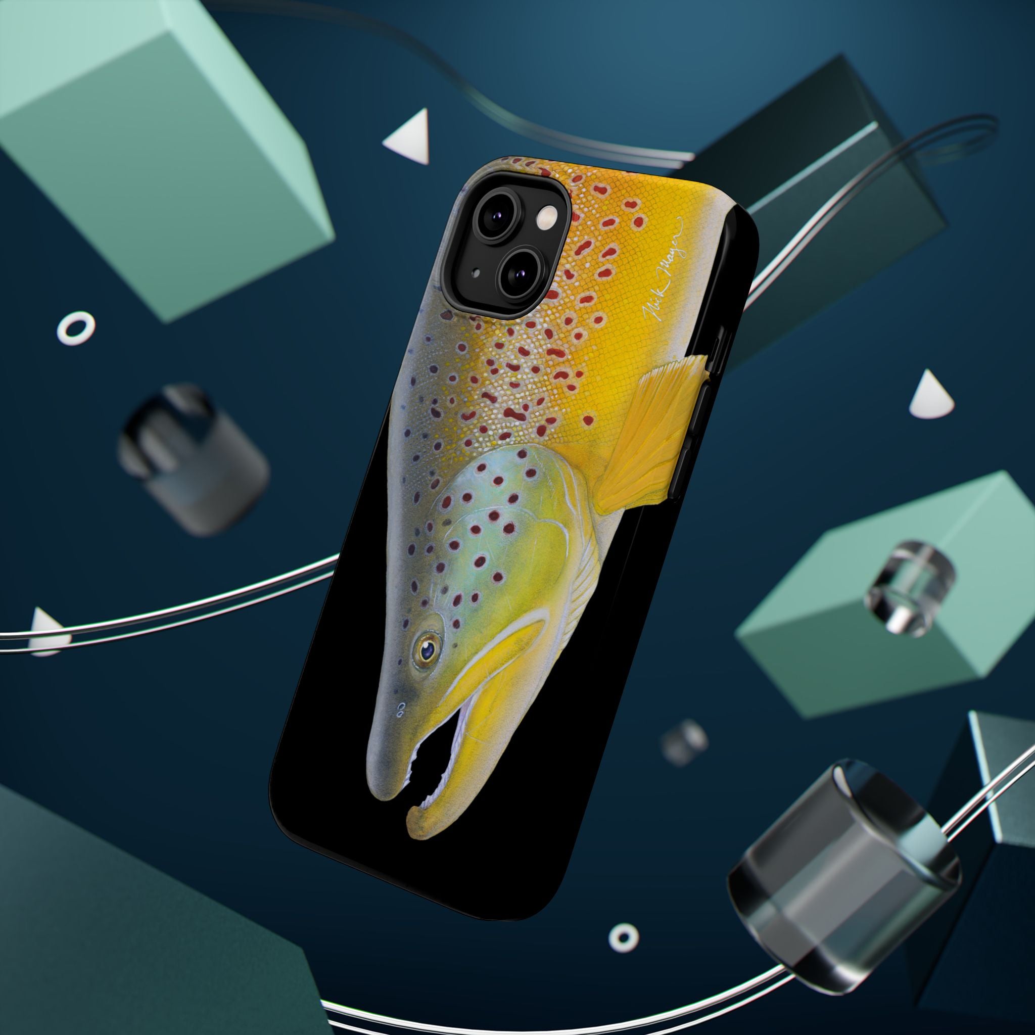 Brown Trout 3 Face Black MagSafe iPhone Case